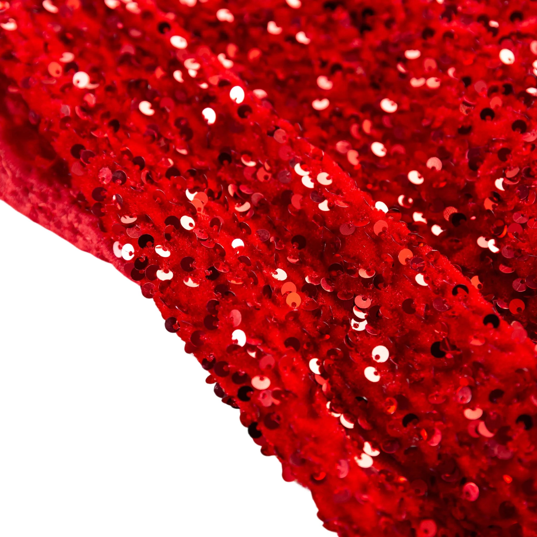 Sequin Velvet 90"x132" Rectangular Tablecloth - Red - Image 4