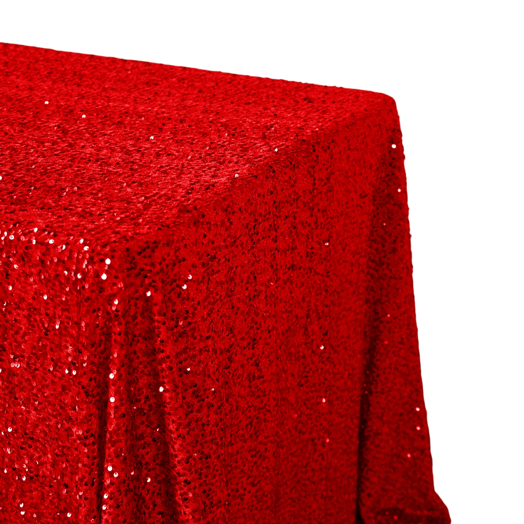 Sequin Velvet 90"x132" Rectangular Tablecloth - Red - Image 7