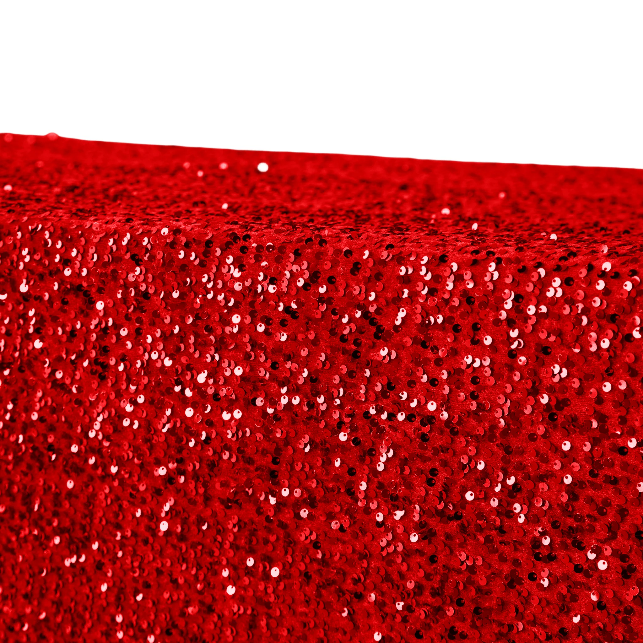 Sequin Velvet 90"x132" Rectangular Tablecloth - Red - Image 8