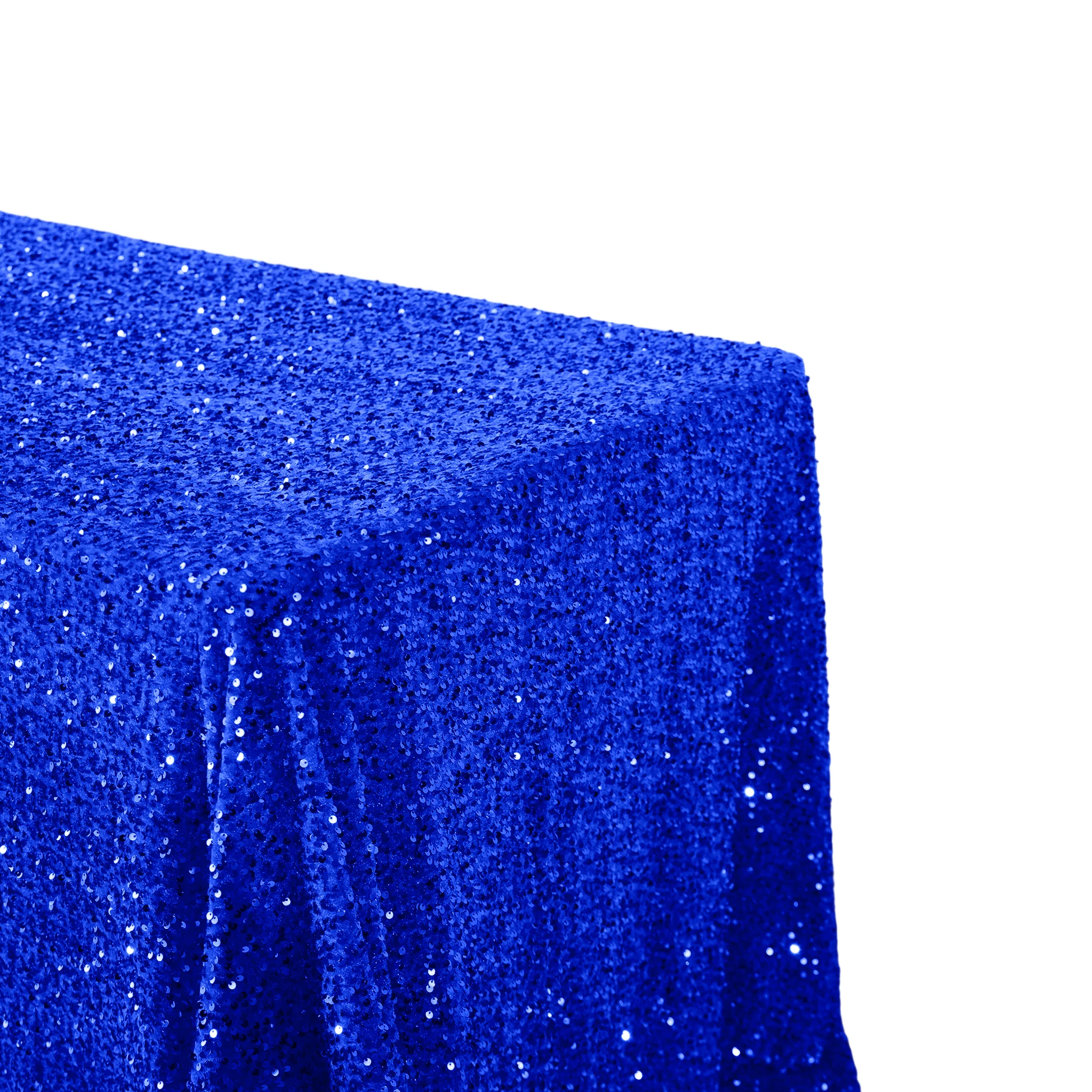 Sequin Velvet 90"x132" Rectangular Tablecloth - Royal Blue - Image 3