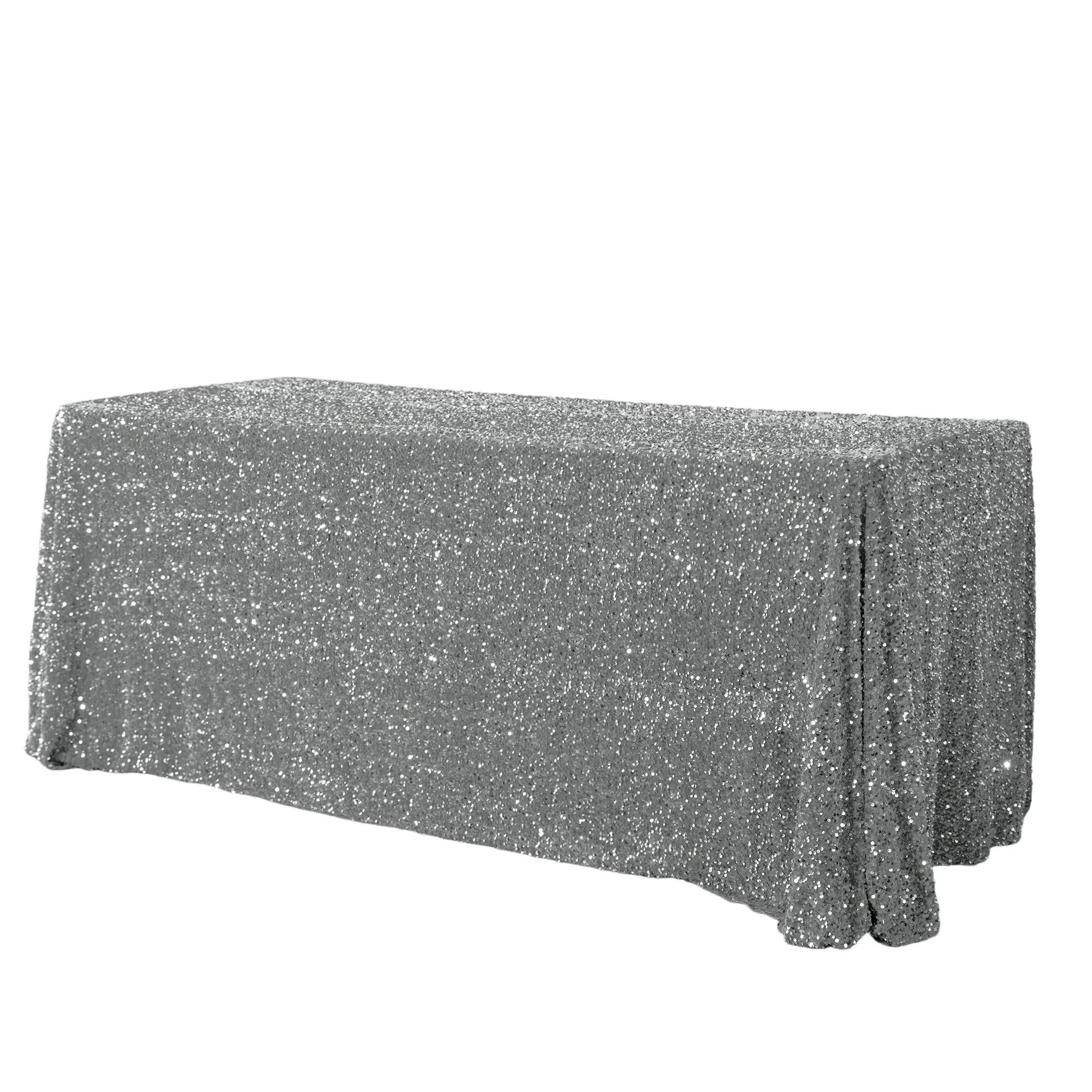 Sequin Velvet 90"x132" Rectangular Tablecloth - Silver
