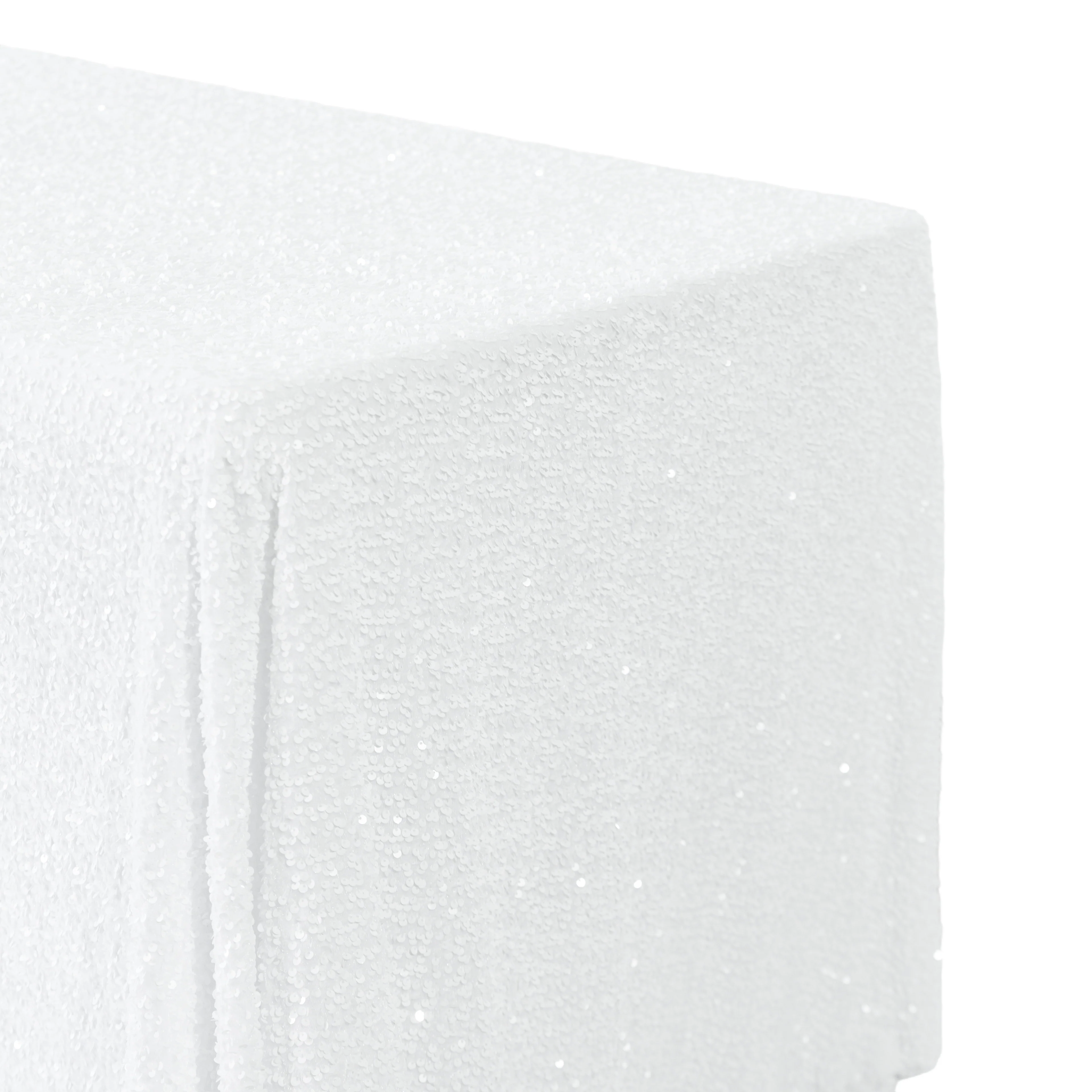 Sequin Velvet 90"x132" Rectangular Tablecloth - White - Image 4