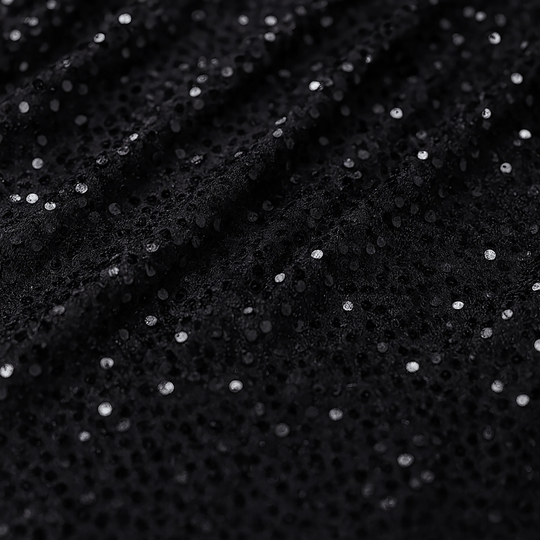 Sequin Velvet 90"x156" Rectangular Tablecloth - Black - Image 3