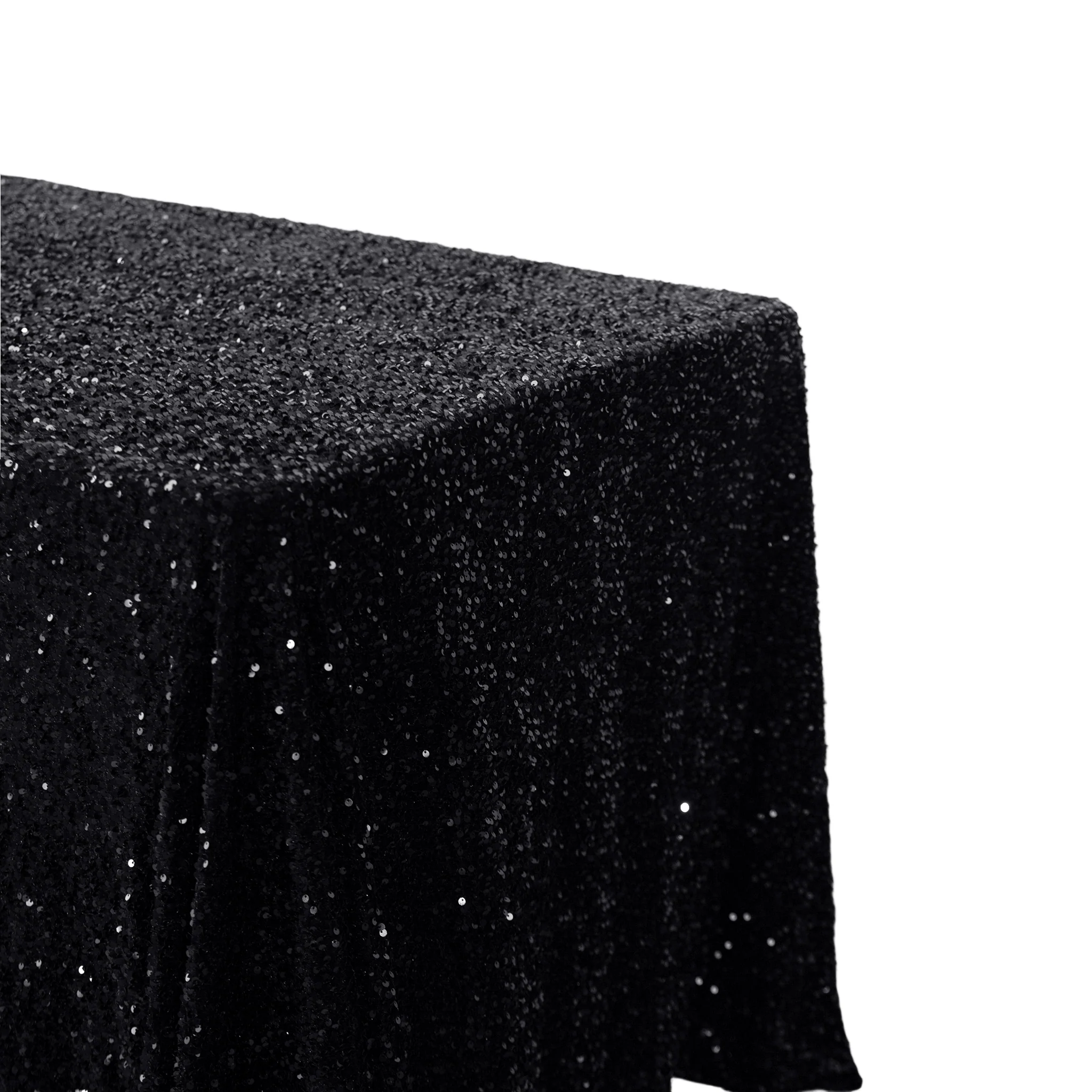 Sequin Velvet 90"x156" Rectangular Tablecloth - Black - Image 5