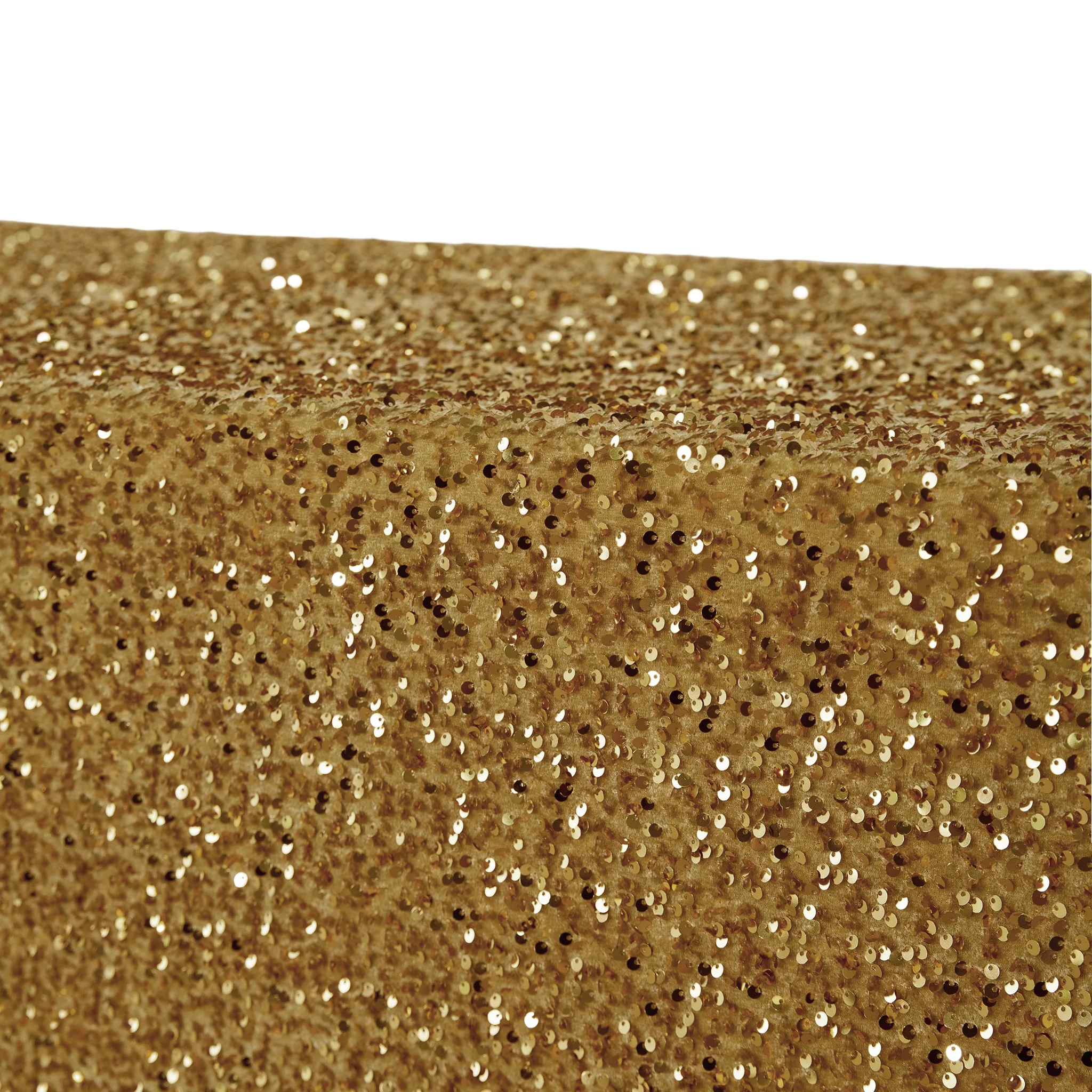 Sequin Velvet 90"x156" Rectangular Tablecloth - Gold - Image 3
