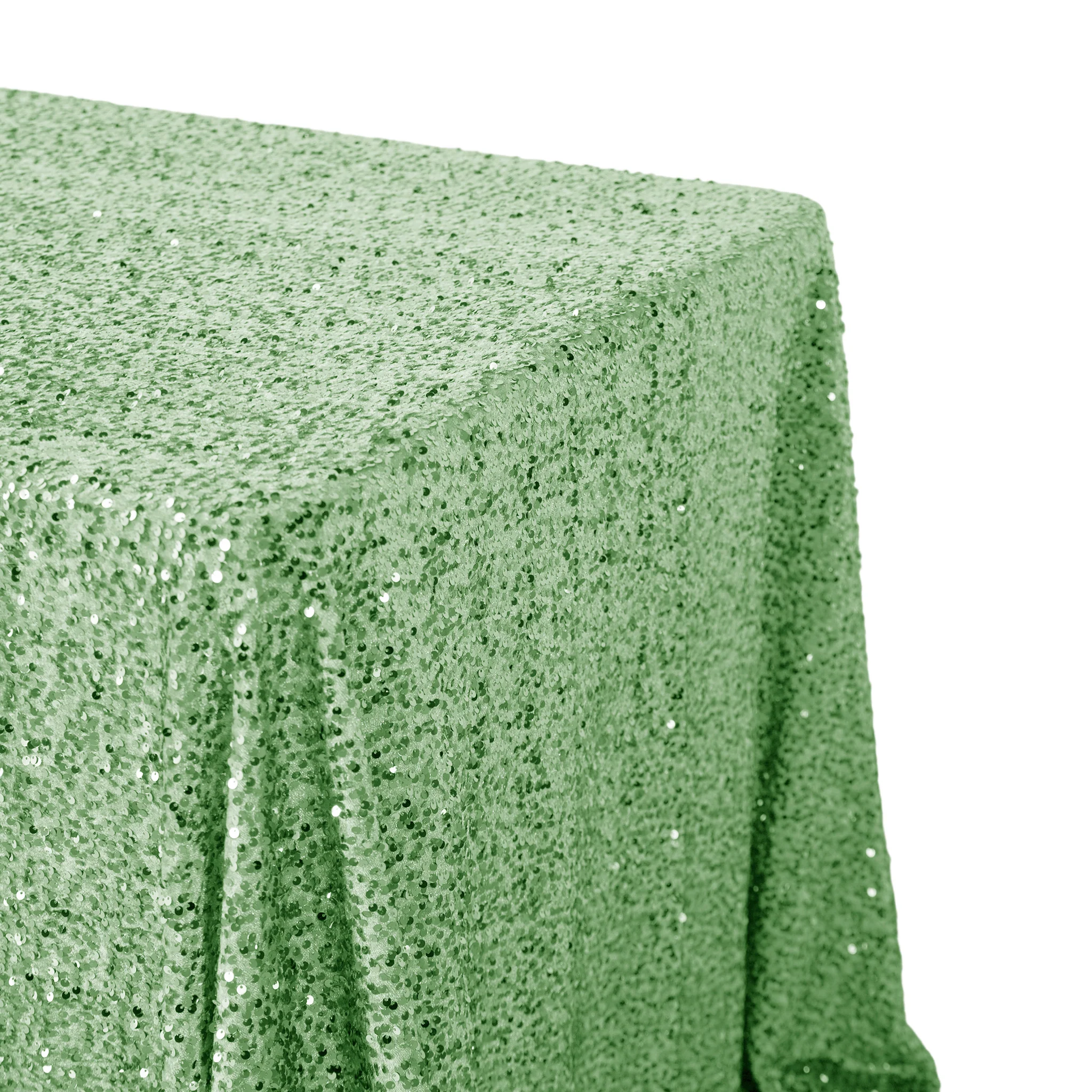 Sequin Velvet 90"x156" Rectangular Tablecloth - Sage Green - Image 3