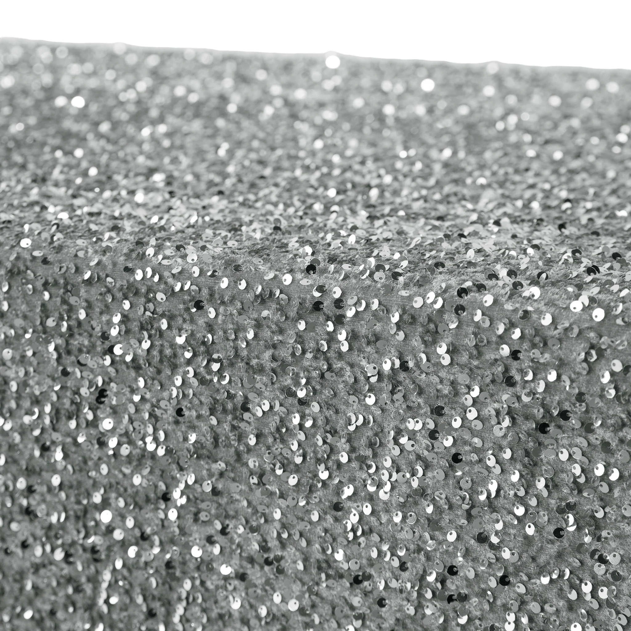 Sequin Velvet 90"x156" Rectangular Tablecloth - Silver - Image 4