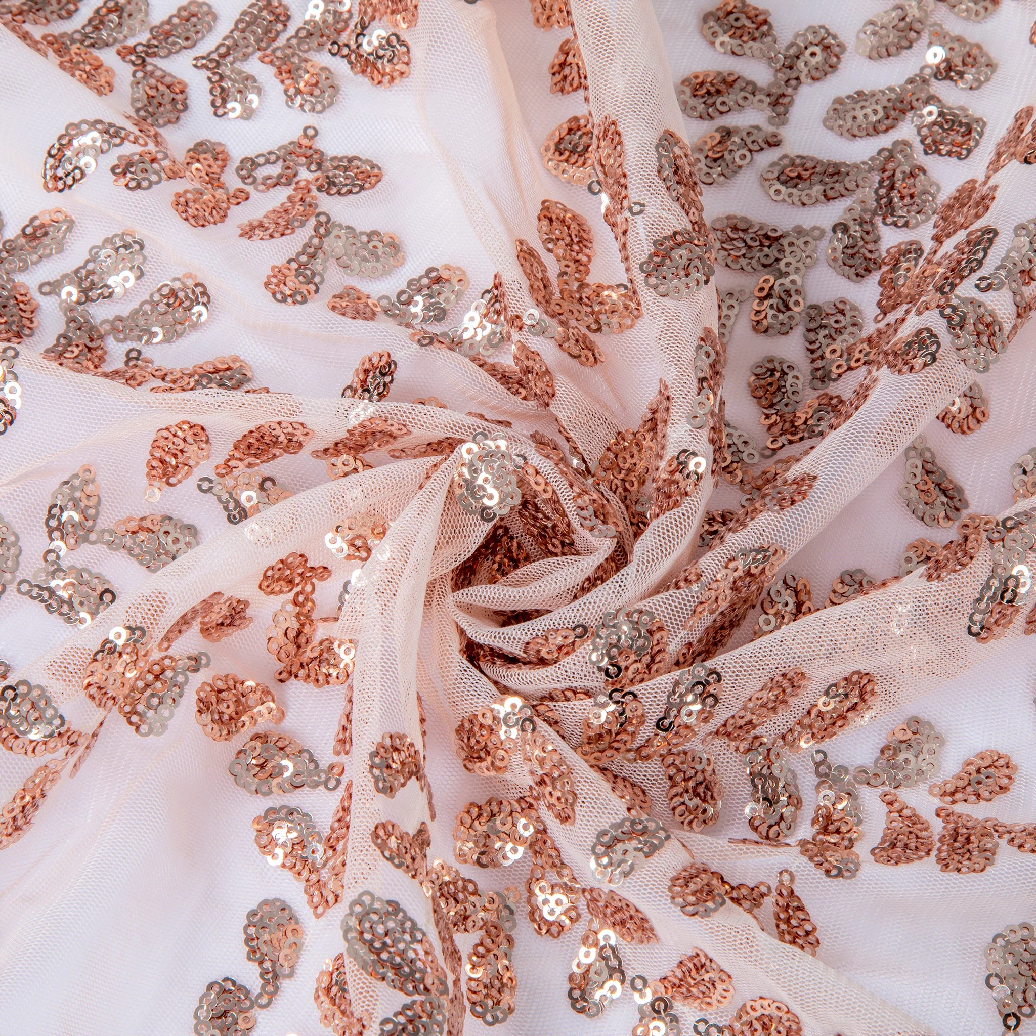 Sequin Vine Table Overlay Topper 90"x90" Square  - Blush/Rose Gold - Image 2