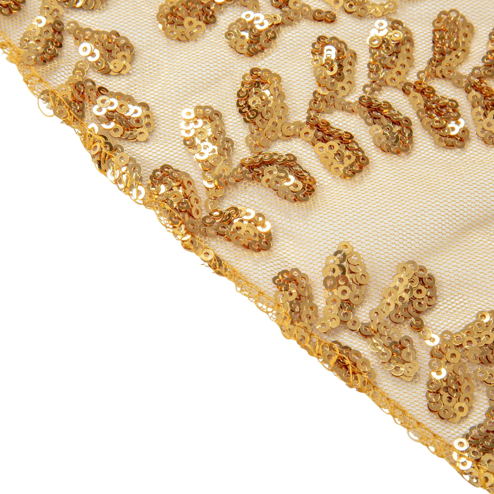 Sequin Vine Table Overlay Topper 90"x90" Square  - Gold - Image 8