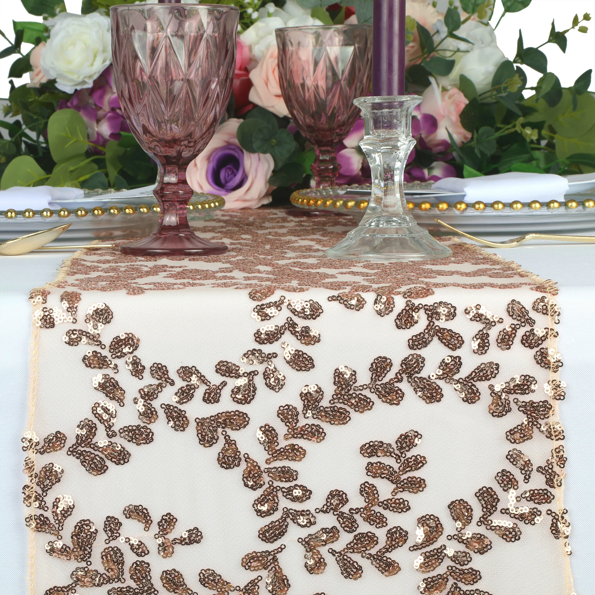 Sequin Vine Table Runner - Blush/Rose Gold - Image 2