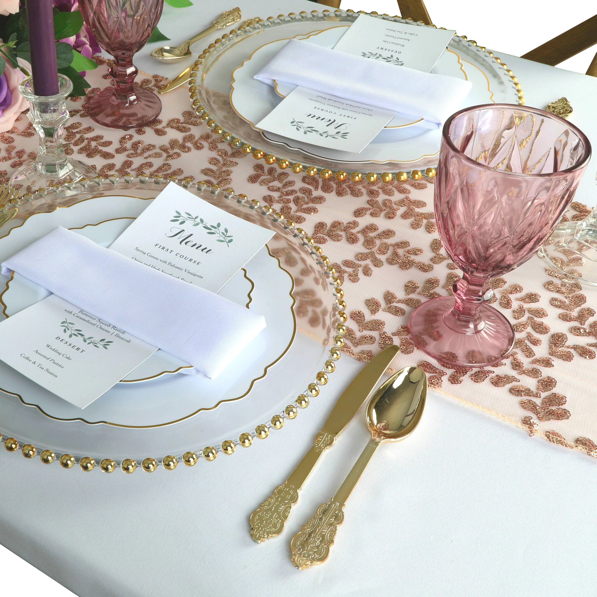 Sequin Vine Table Runner - Blush/Rose Gold - Image 4