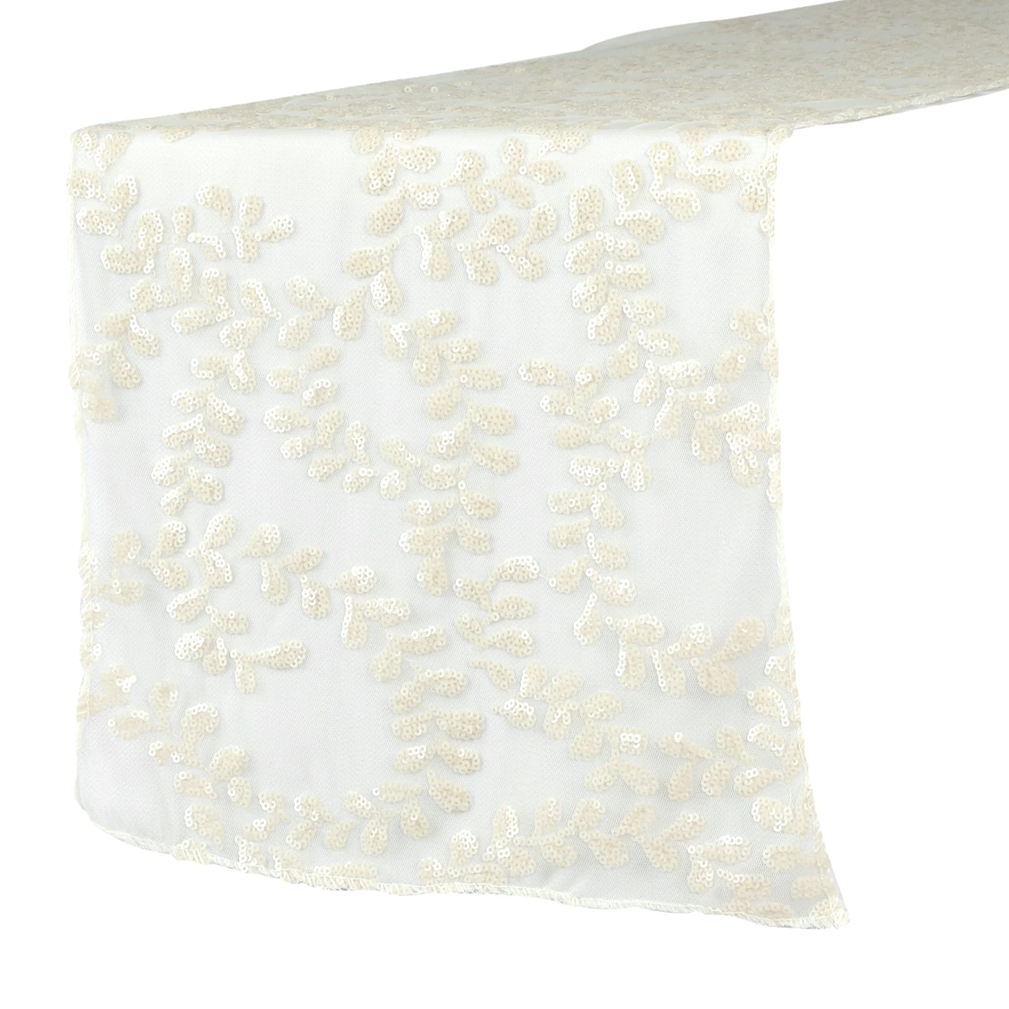 Sequin Vine Table Runner - Light Ivory/Off White - Image 6