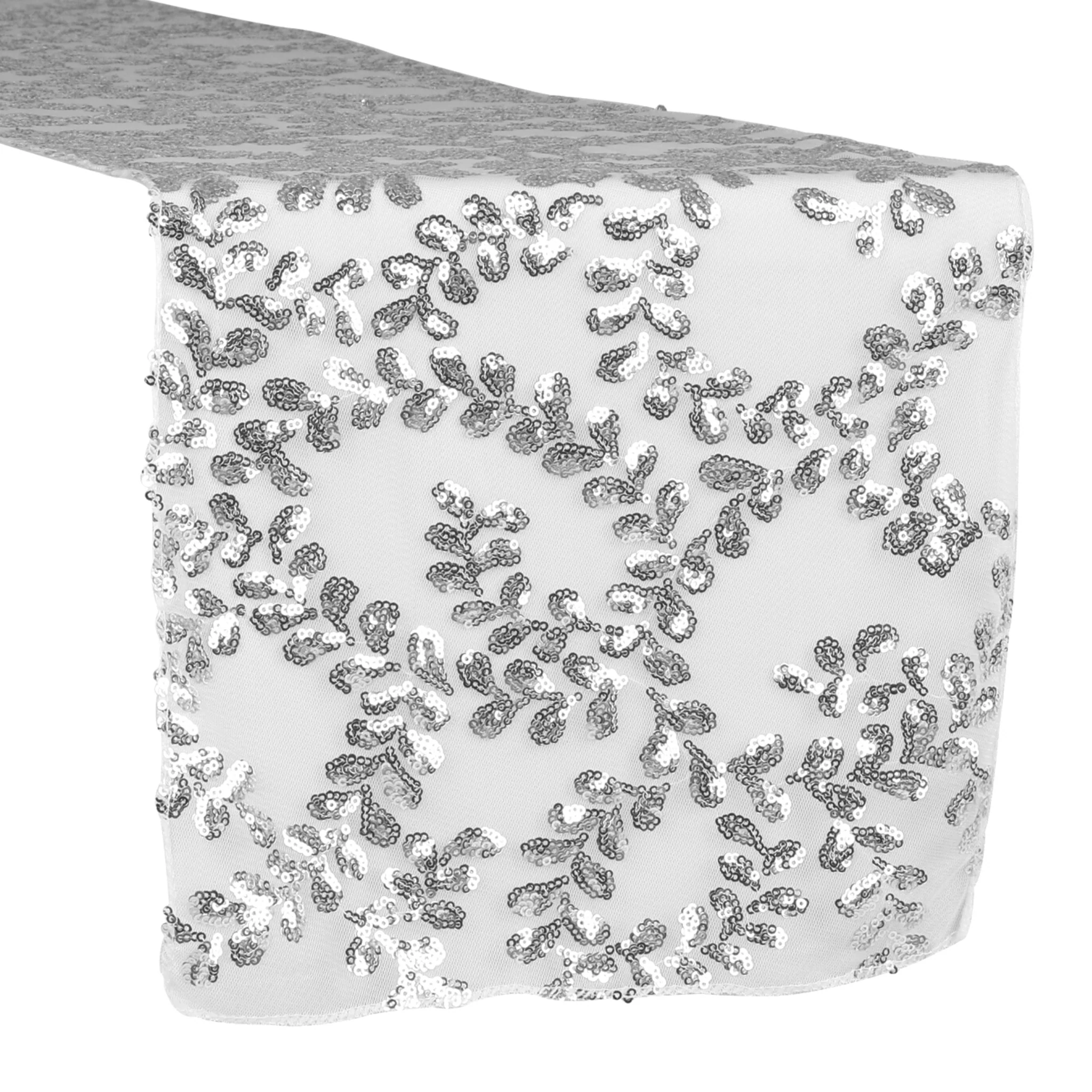 Sequin Vine Table Runner - Silver