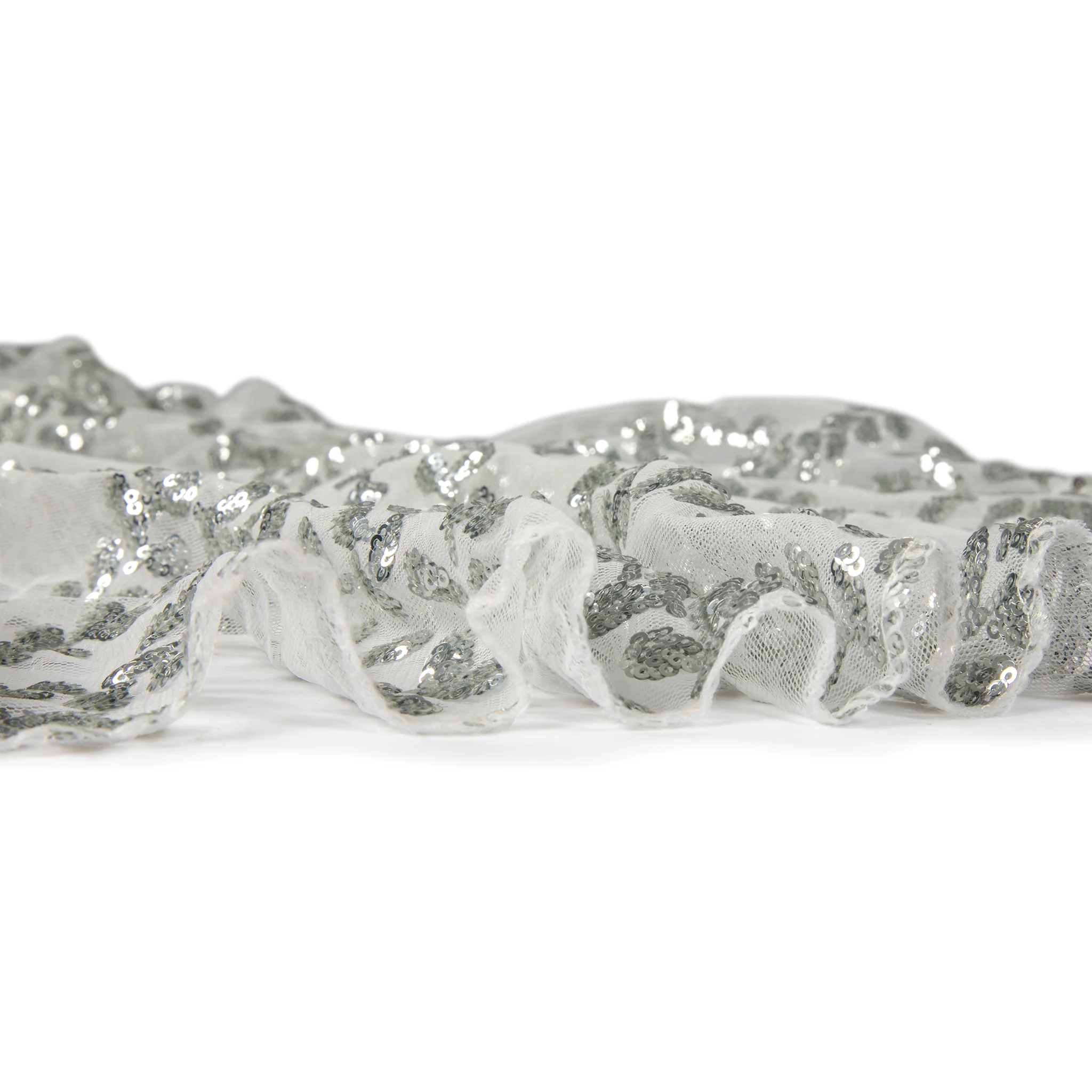 Sequin Vine Tablecloth Overlay 120" Round  - Silver - Image 11