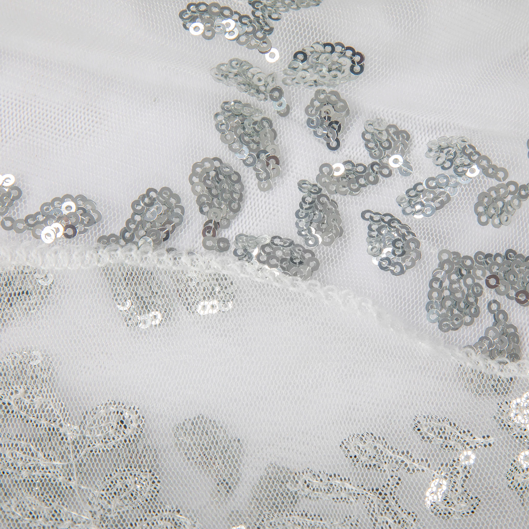 Sequin Vine Tablecloth Overlay 120" Round  - Silver - Image 9