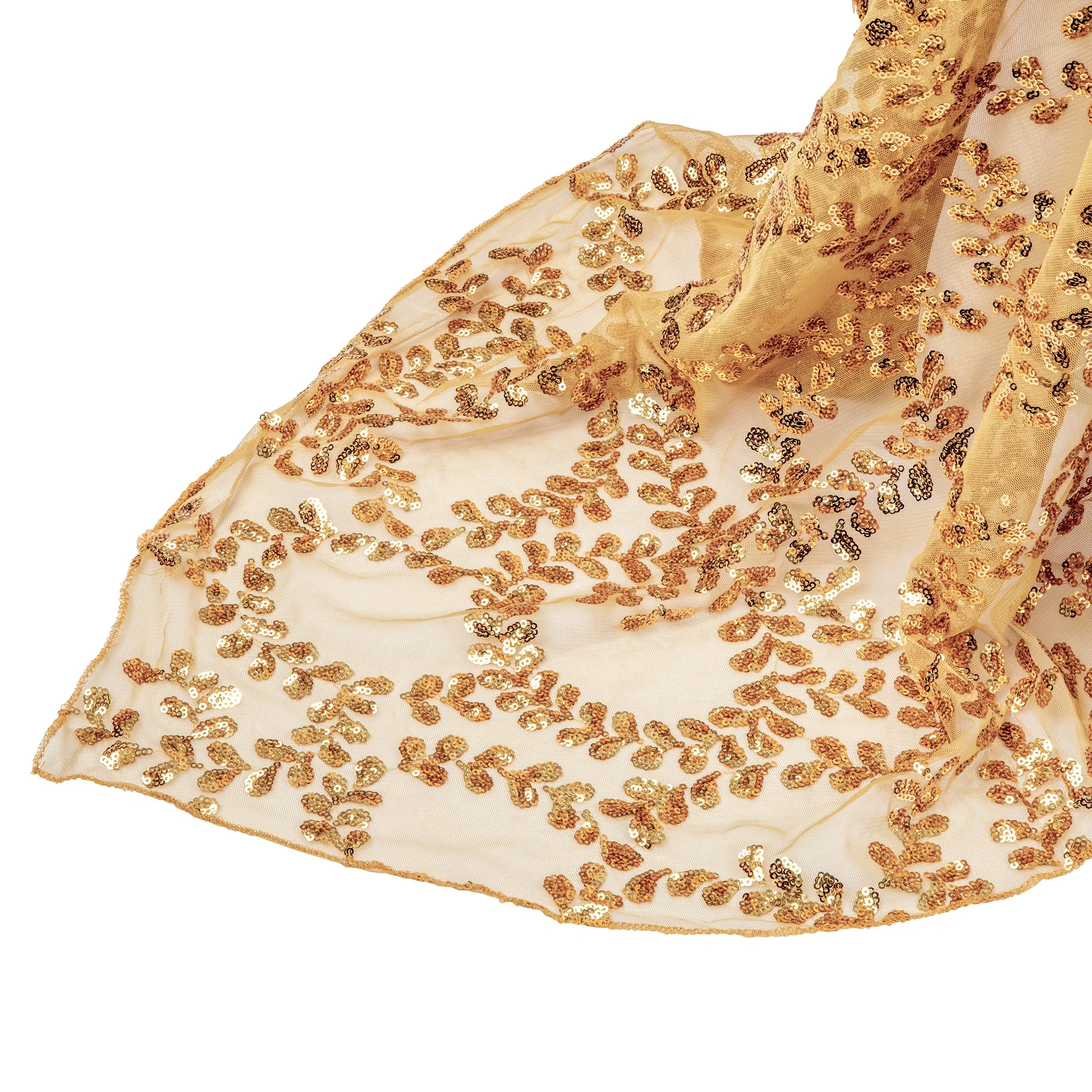 Sequin Vine Tablecloth Overlay 90"x132" Rectangle  - Gold - Image 7