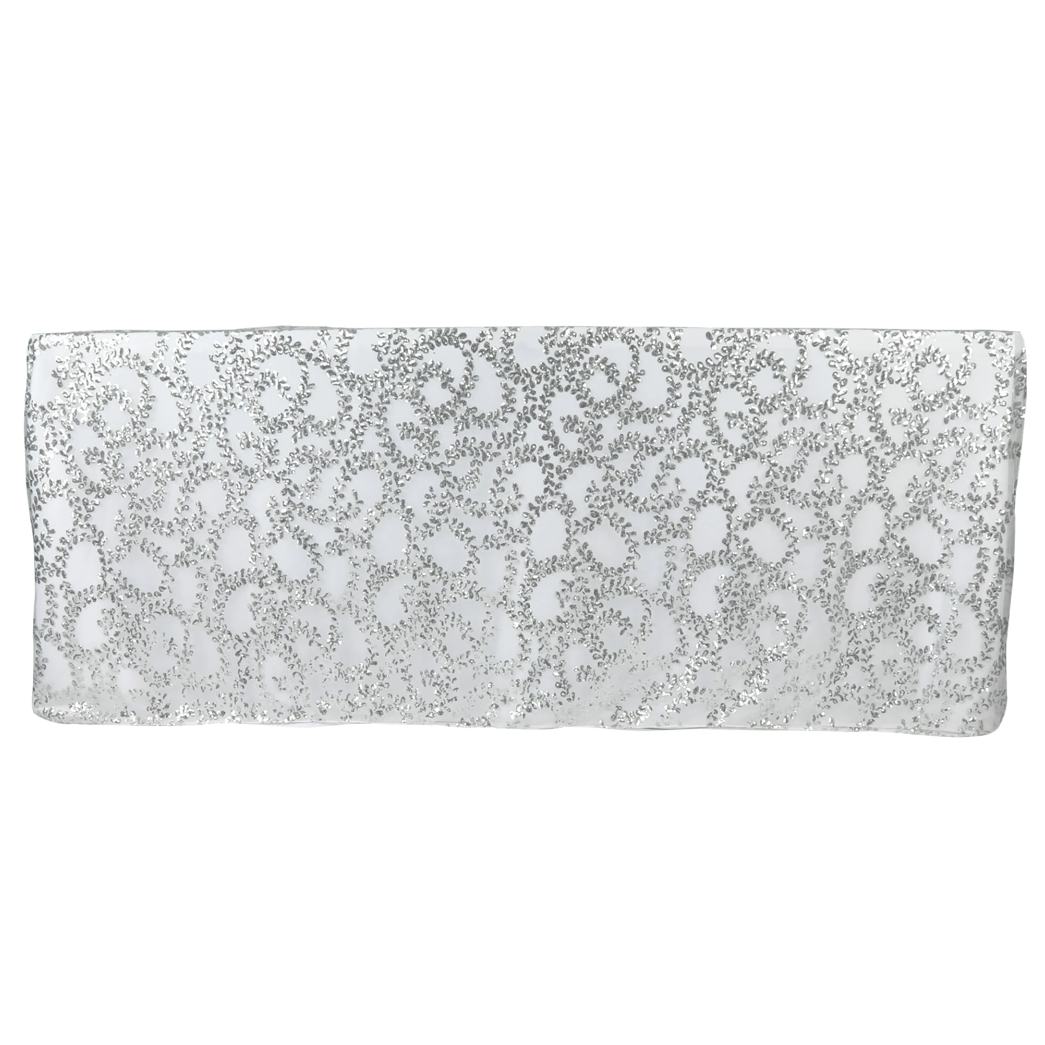Sequin Vine Tablecloth Overlay 90"x132" Rectangle  - Silver - Image 4