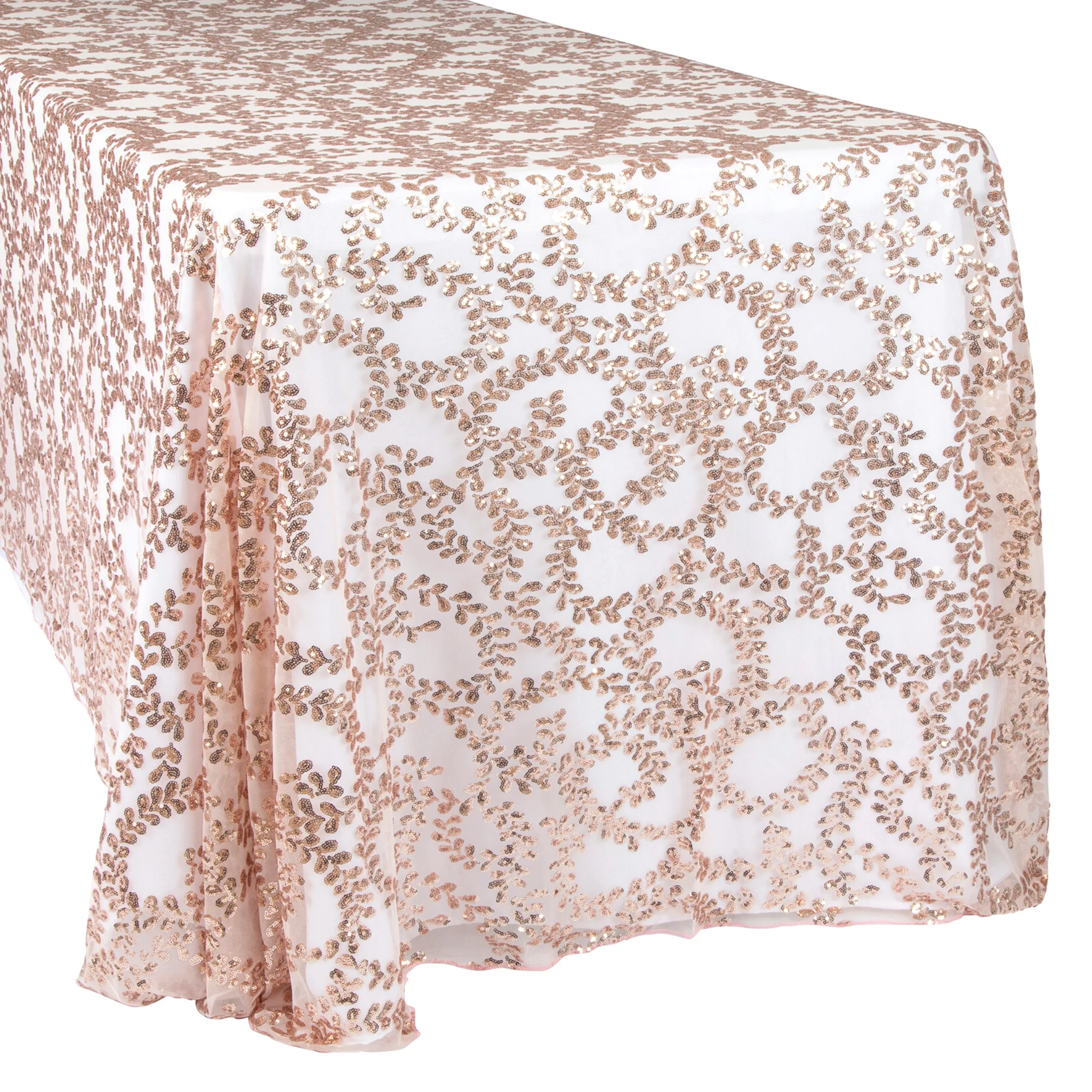 Sequin Vine Tablecloth Overlay 90"x156" Rectangle - Blush/Rose Gold - Image 6