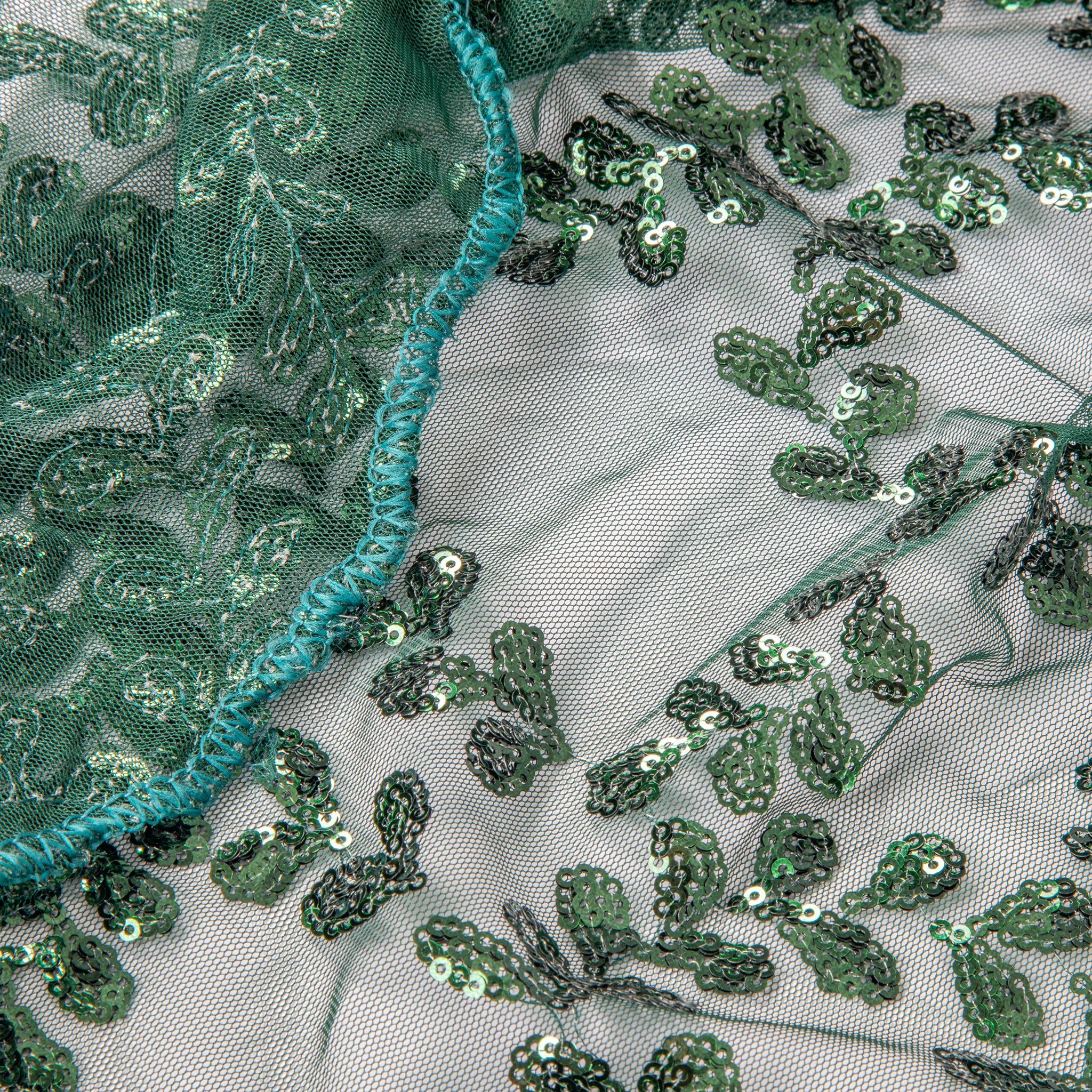 Sequin Vine Tablecloth Overlay 90"x156" Rectangle  - Emerald Green - Image 6