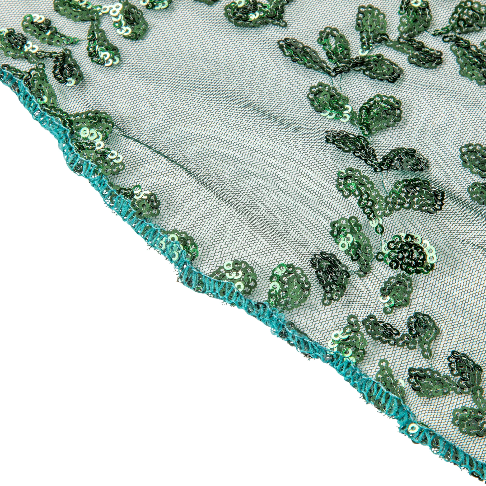 Sequin Vine Tablecloth Overlay 90"x156" Rectangle  - Emerald Green - Image 7