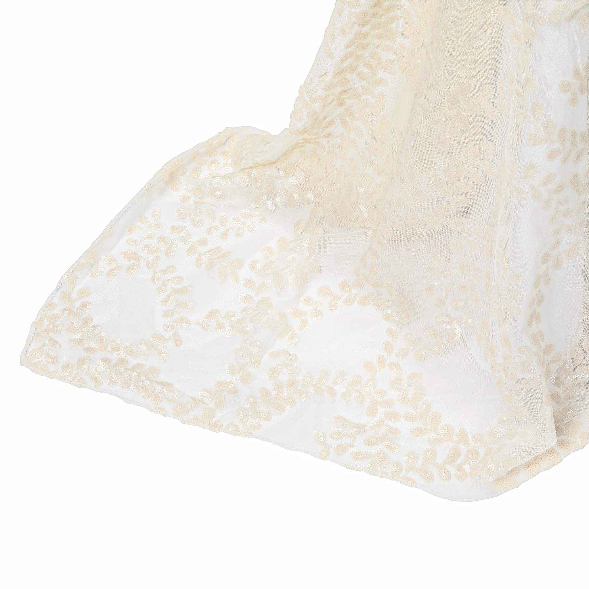 Sequin Vine Tablecloth Overlay 90"x156" Rectangle  - Light Ivory/Off White - Image 6