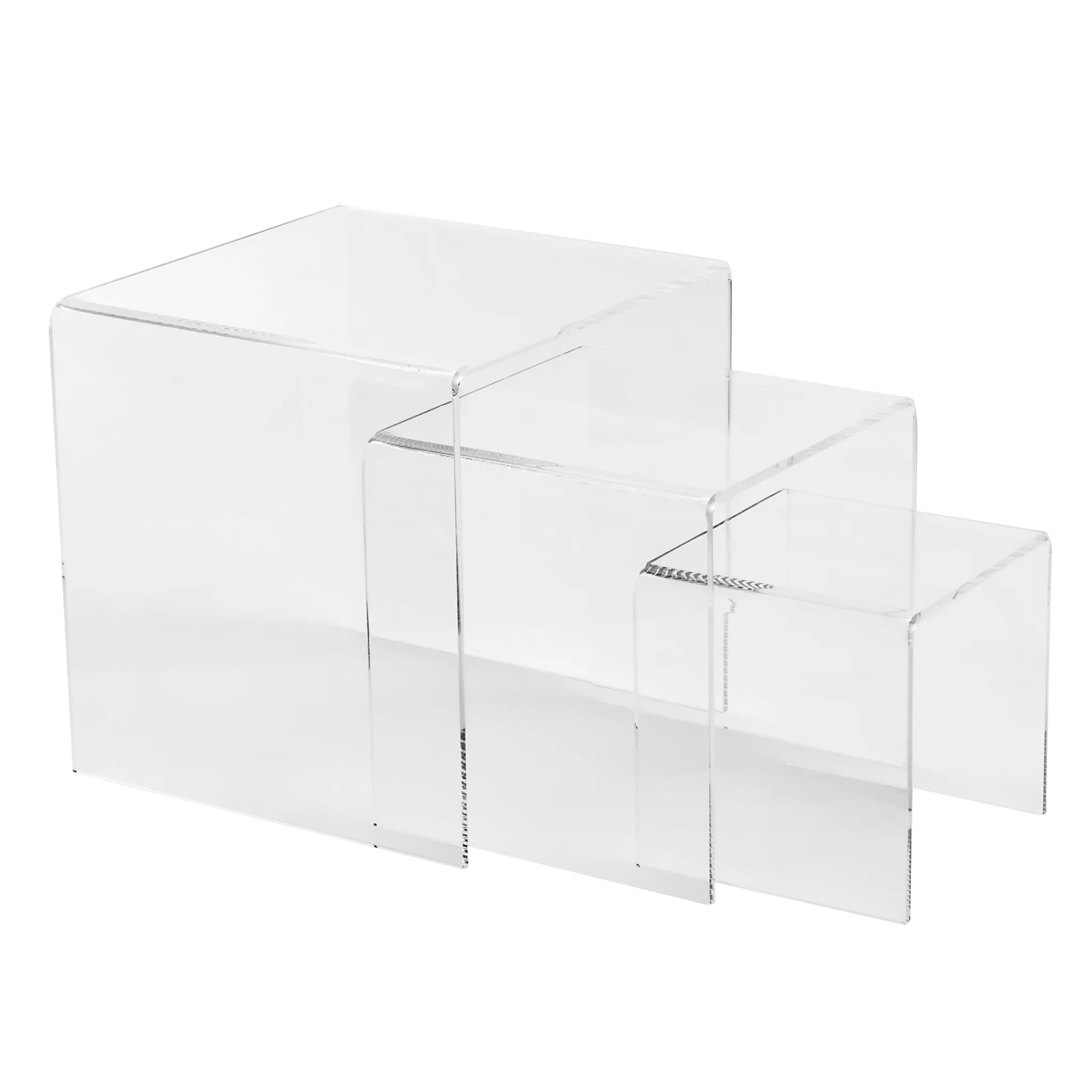 Set of 3 Acrylic Riser Display Stands - Clear - Image 4