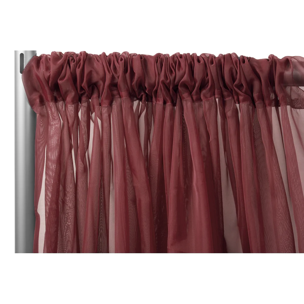 Sheer Voile Flame Retardant (FR) 10ft H x 118" W Drape/Backdrop Curtain Panel - Burgundy