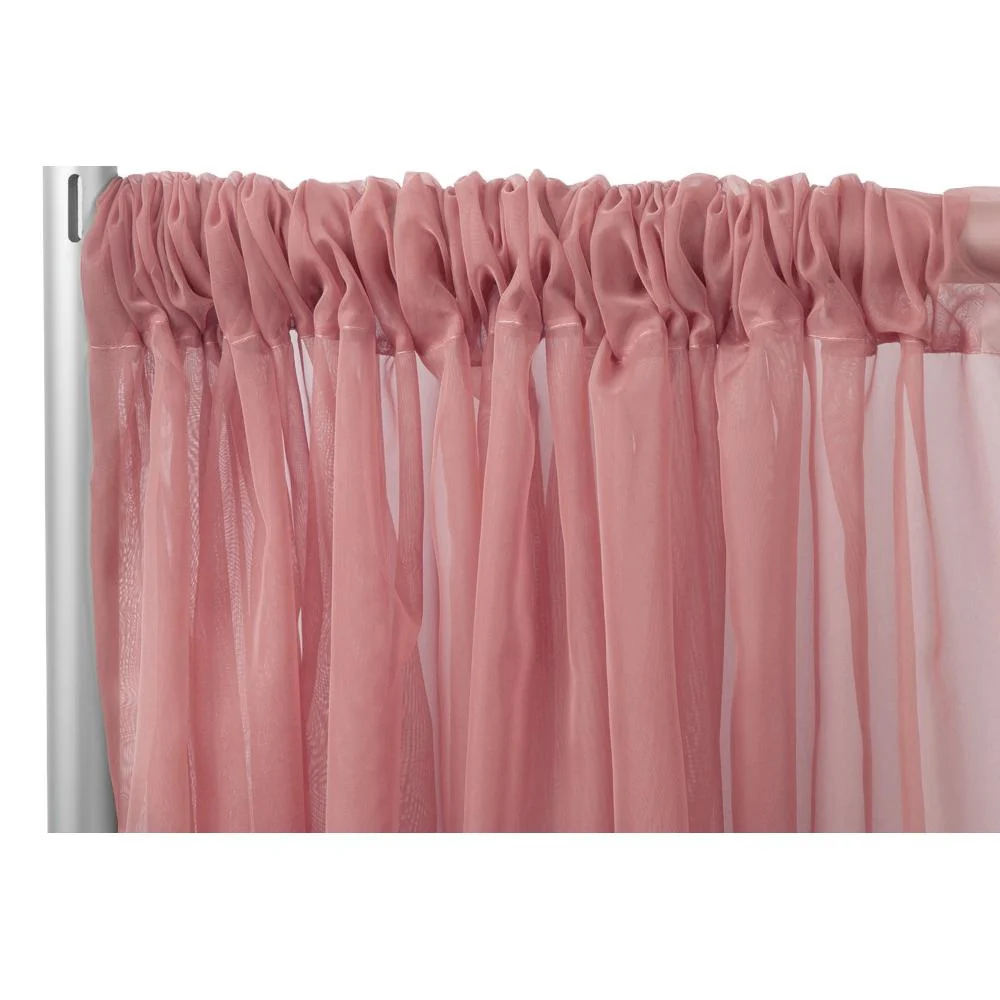 Sheer Voile Flame Retardant (FR) 10ft H x 118" W Drape/Backdrop Curtain Panel - Dusty Rose/Mauve