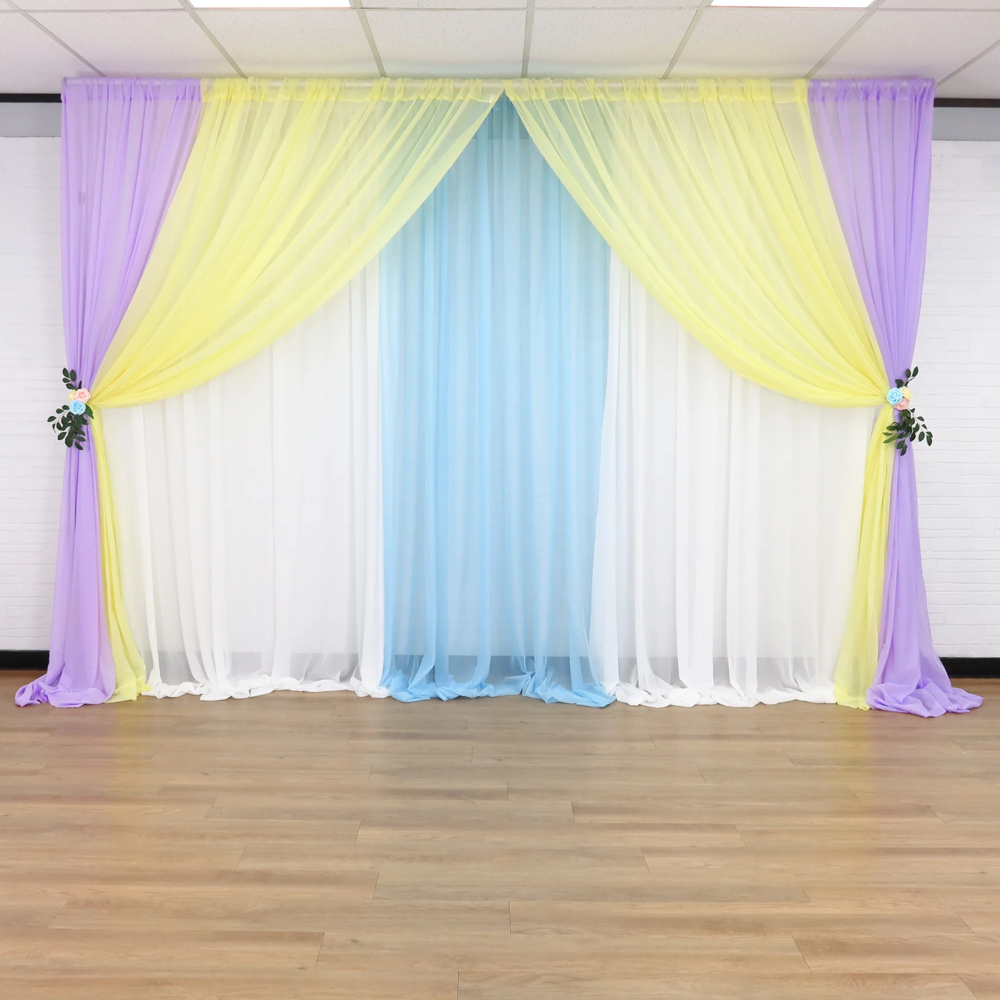 Sheer Voile Flame Retardant (FR) 10ft H x 118" W Drape/Backdrop Curtain Panel - Lavender - Image 2