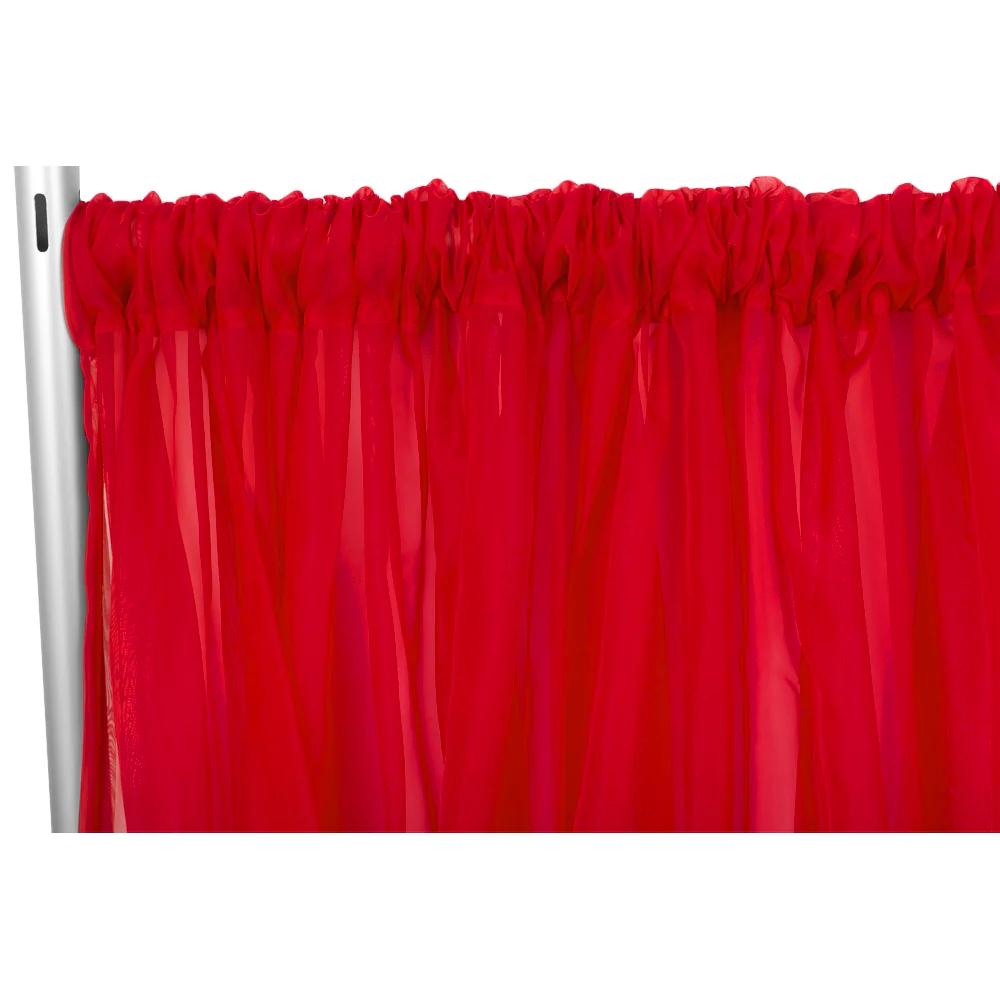 Sheer Voile Flame Retardant (FR) 10ft H x 118" W Drape/Backdrop Curtain Panel - Red