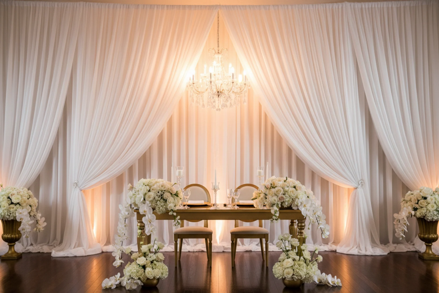 Sheer Voile Flame Retardant (FR) 10ft H x 118" W Drape/Backdrop Curtain Panel - White - Image 3