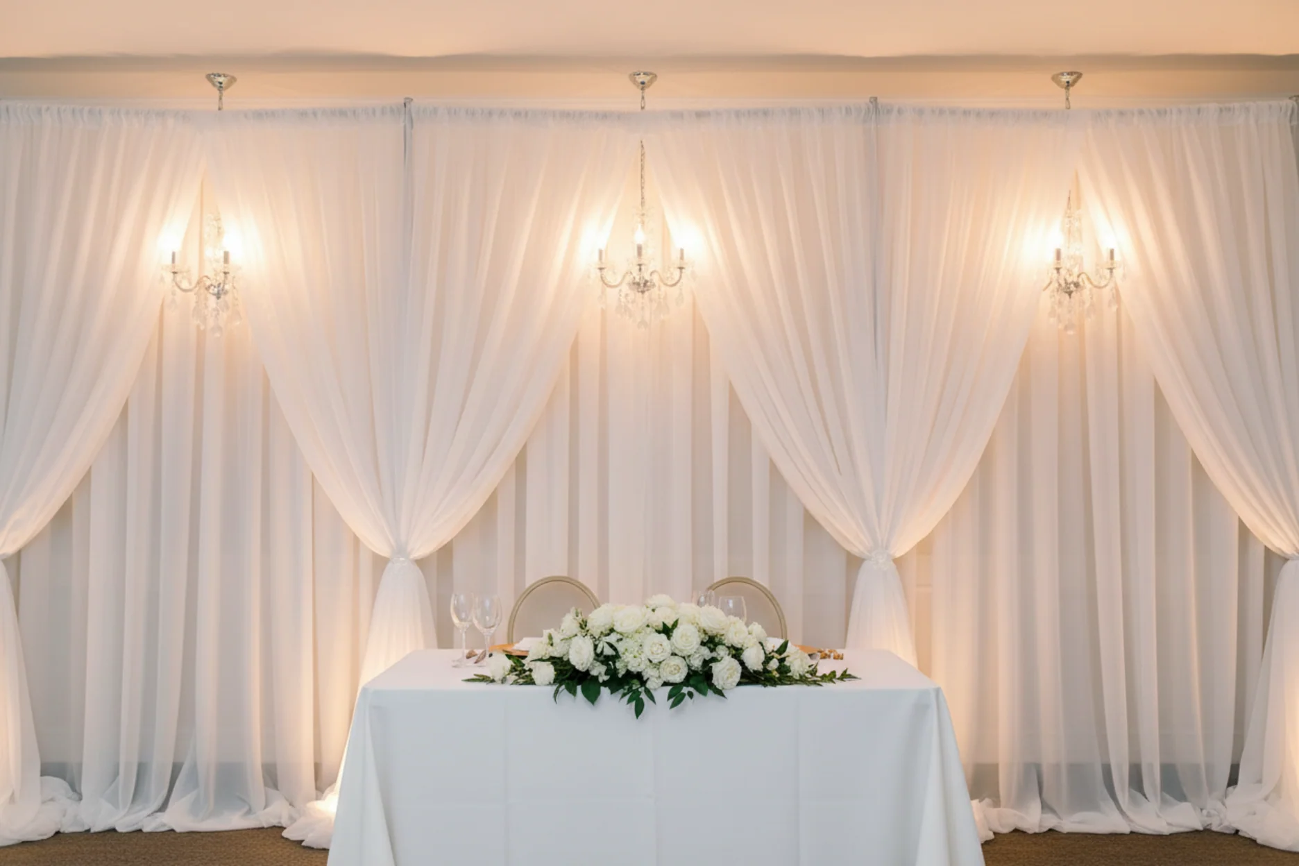 Sheer Voile Flame Retardant (FR) 10ft H x 118" W Drape/Backdrop Curtain Panel - White - Image 4