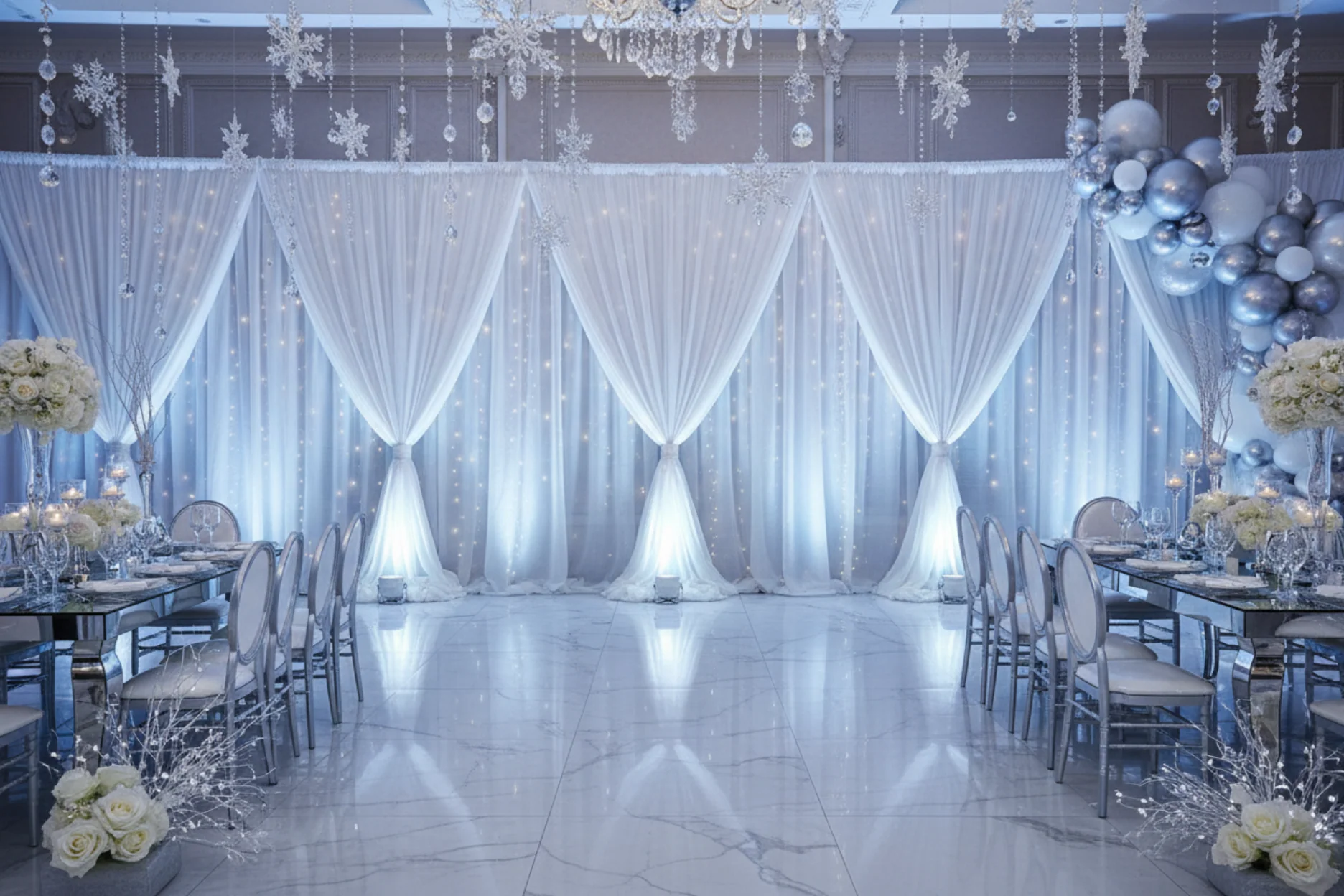Sheer Voile Flame Retardant (FR) 10ft H x 118" W Drape/Backdrop Curtain Panel - White - Image 5