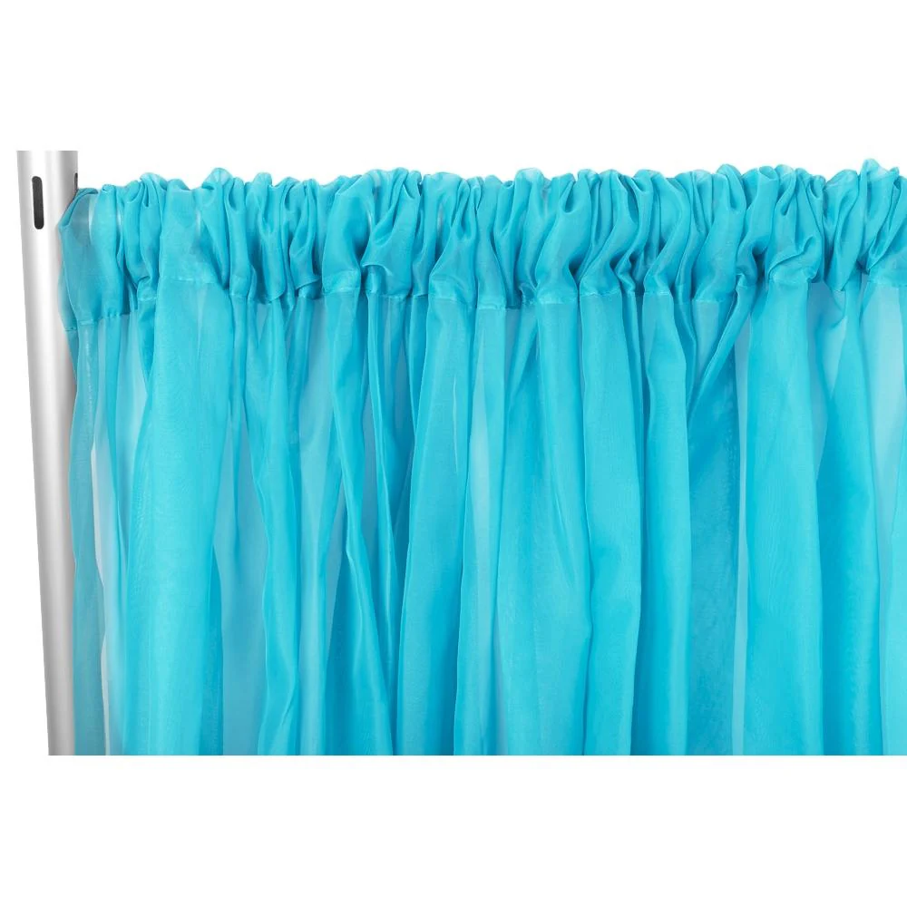 Sheer Voile Flame Retardant (FR) 12ft H x 118" W Drape/Backdrop Curtain Panel - Aqua Blue