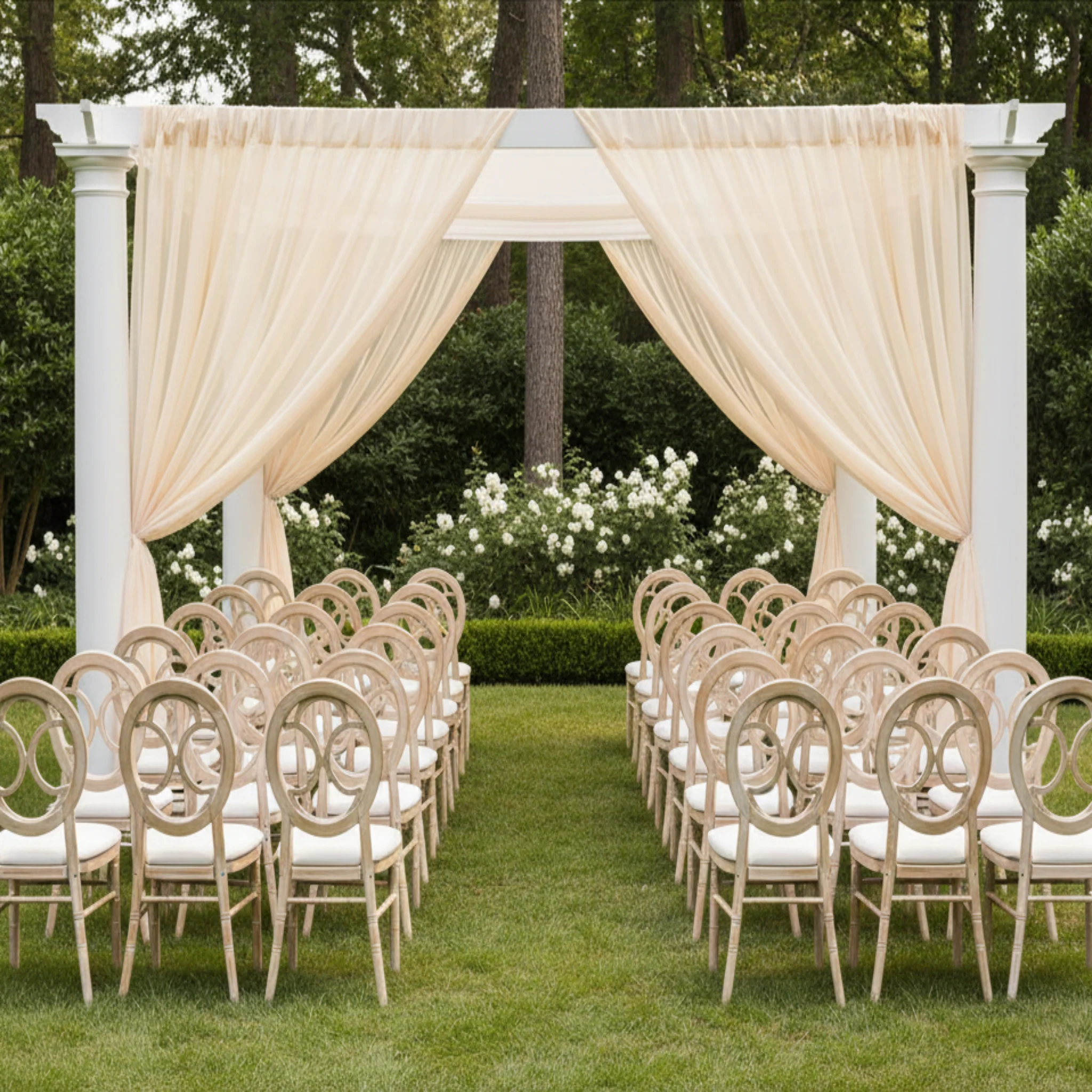 Sheer Voile Flame Retardant (FR) 12ft H x 118" W Drape/Backdrop Curtain Panel - Champagne - Image 2