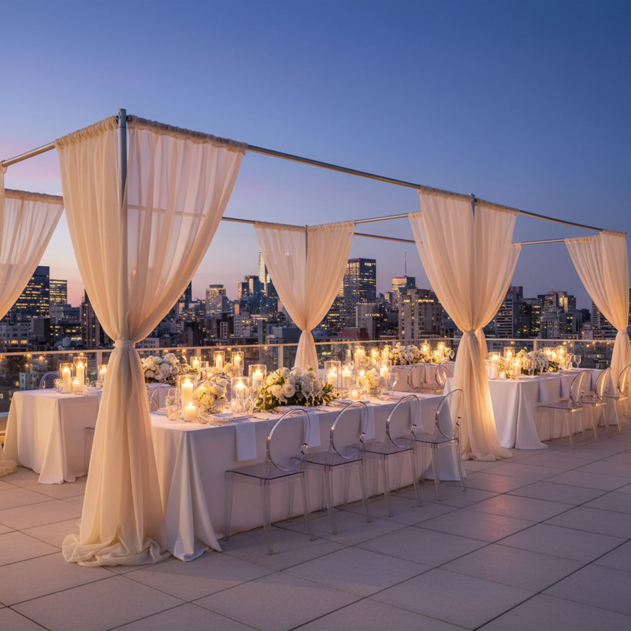 Sheer Voile Flame Retardant (FR) 12ft H x 118" W Drape/Backdrop Curtain Panel - Champagne - Image 4