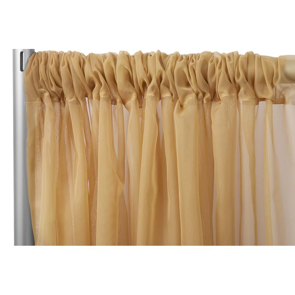 Sheer Voile Flame Retardant (FR) 12ft H x 118" W Drape/Backdrop Curtain Panel - Gold