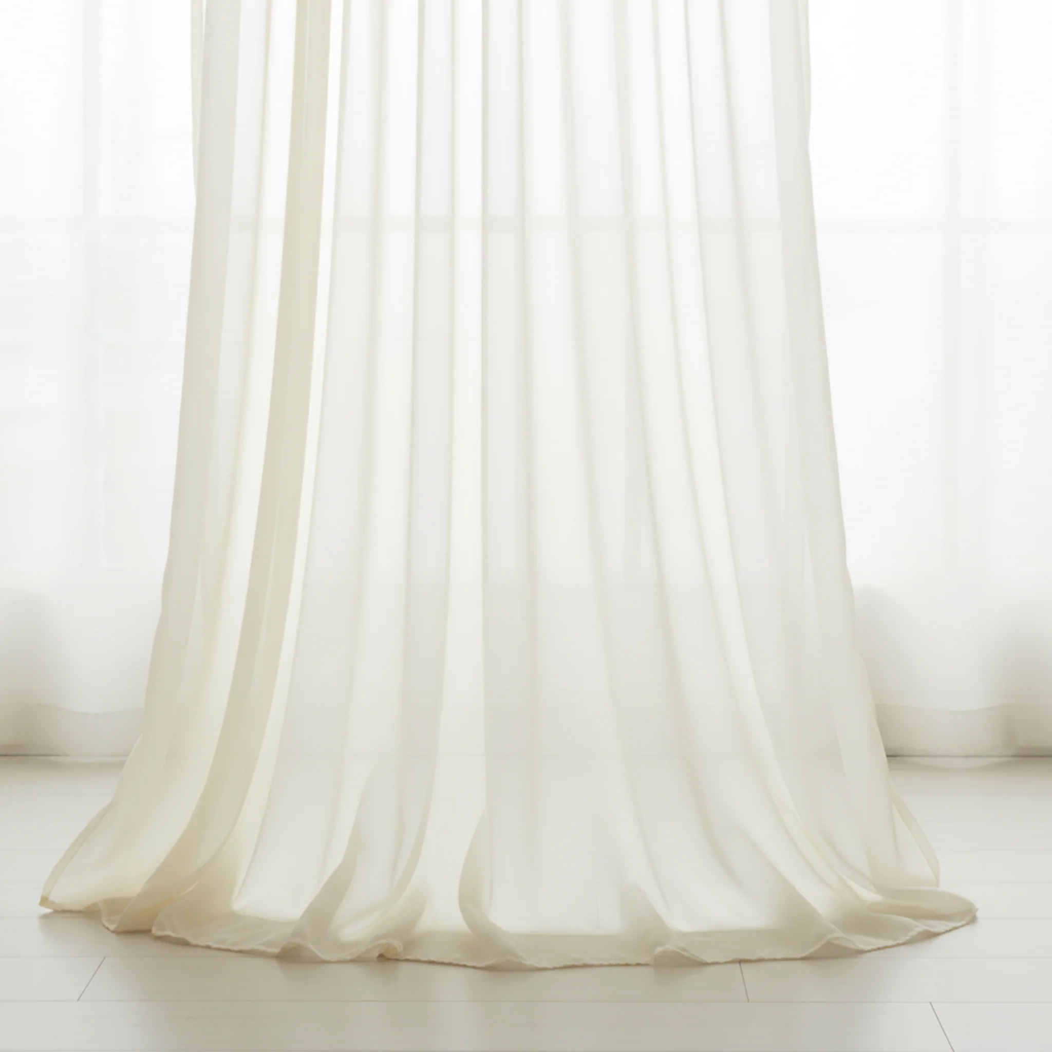 Sheer Voile Flame Retardant (FR) 12ft H x 118" W Drape/Backdrop Curtain Panel - Ivory - Image 2