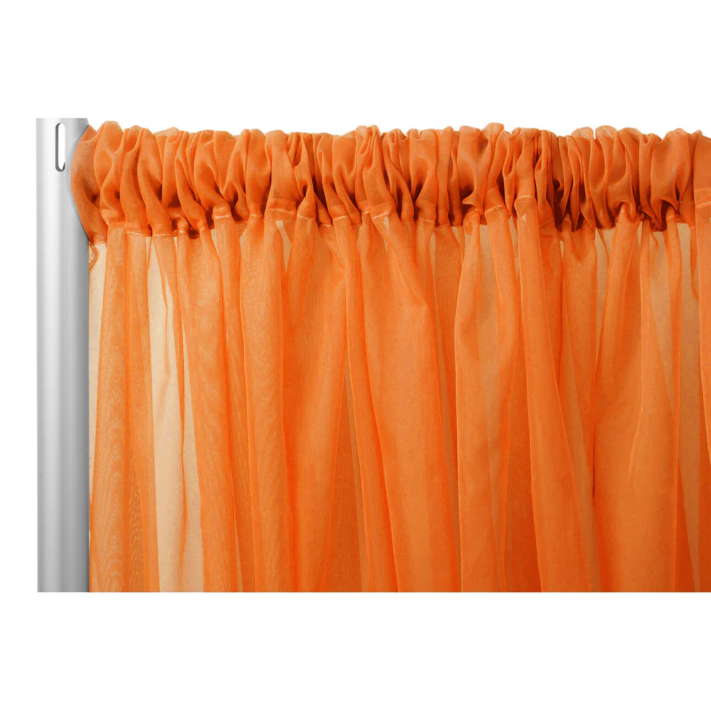 Sheer Voile Flame Retardant (FR) 12ft H x 118" W Drape/Backdrop Curtain Panel - Orange