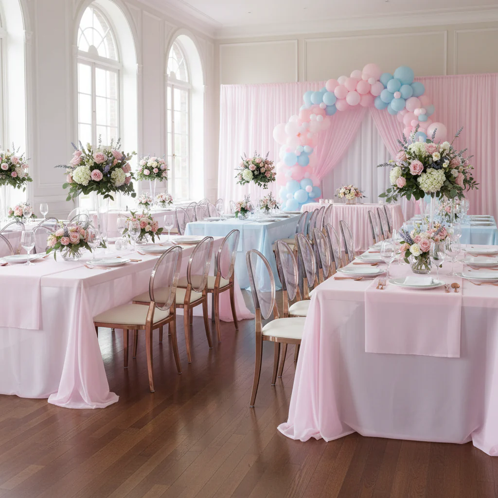 Sheer Voile Flame Retardant (FR) 12ft H x 118" W Drape/Backdrop Curtain Panel - Pink - Image 2
