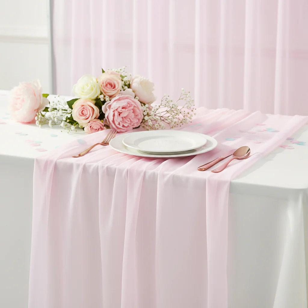 Sheer Voile Flame Retardant (FR) 12ft H x 118" W Drape/Backdrop Curtain Panel - Pink - Image 3