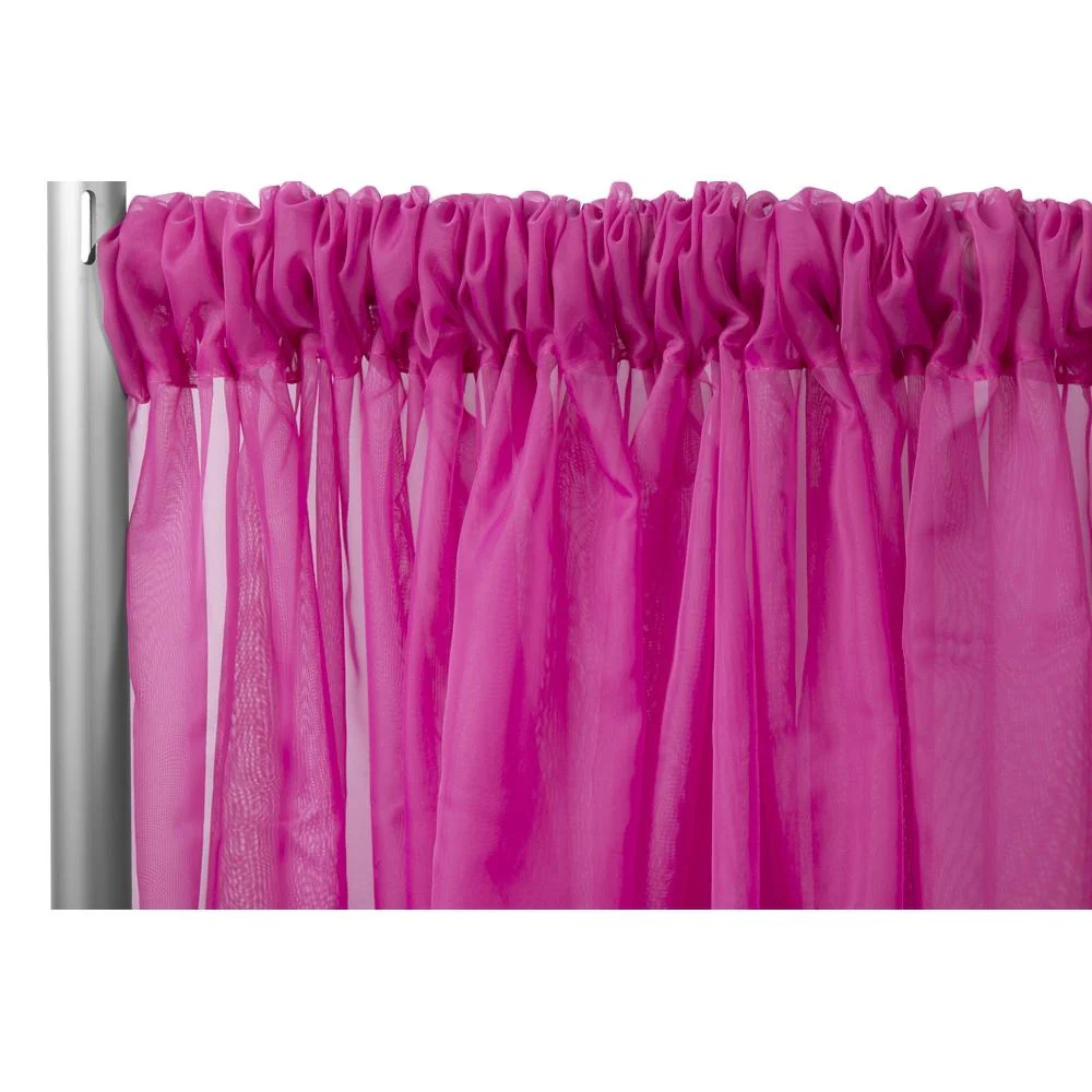 Sheer Voile Flame Retardant (FR) 14ft H x 118" W Drape/Backdrop Curtain Panel - Fuchsia