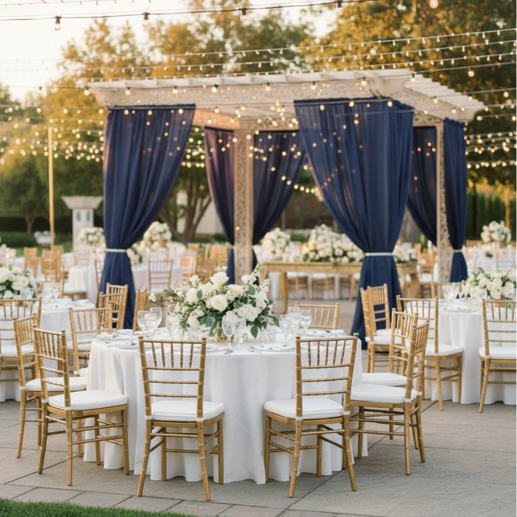 Sheer Voile Flame Retardant (FR) 14ft H x 118" W Drape/Backdrop Curtain Panel - Navy Blue - Image 3