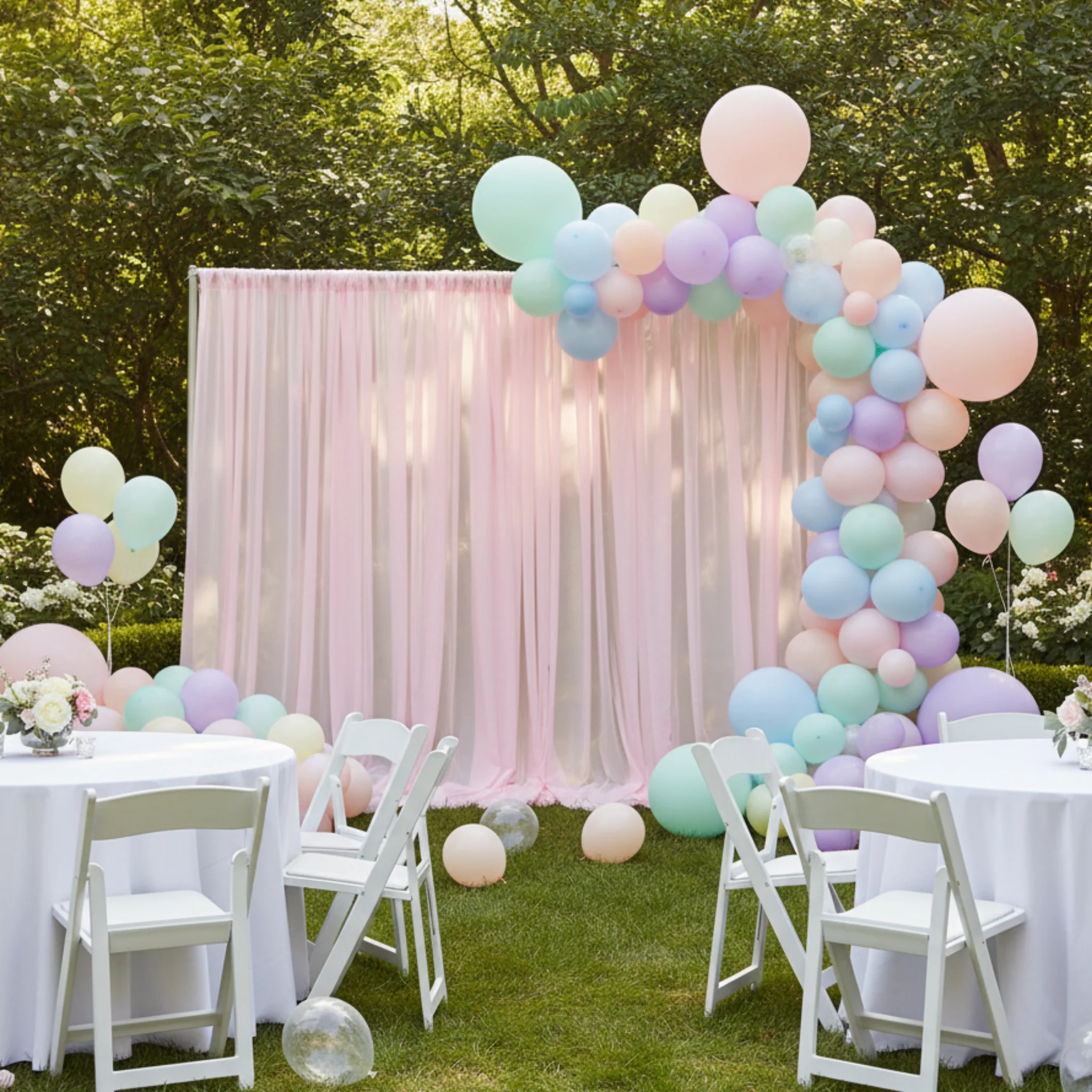 Sheer Voile Flame Retardant (FR) 14ft H x 118" W Drape/Backdrop Curtain Panel - Pink - Image 3
