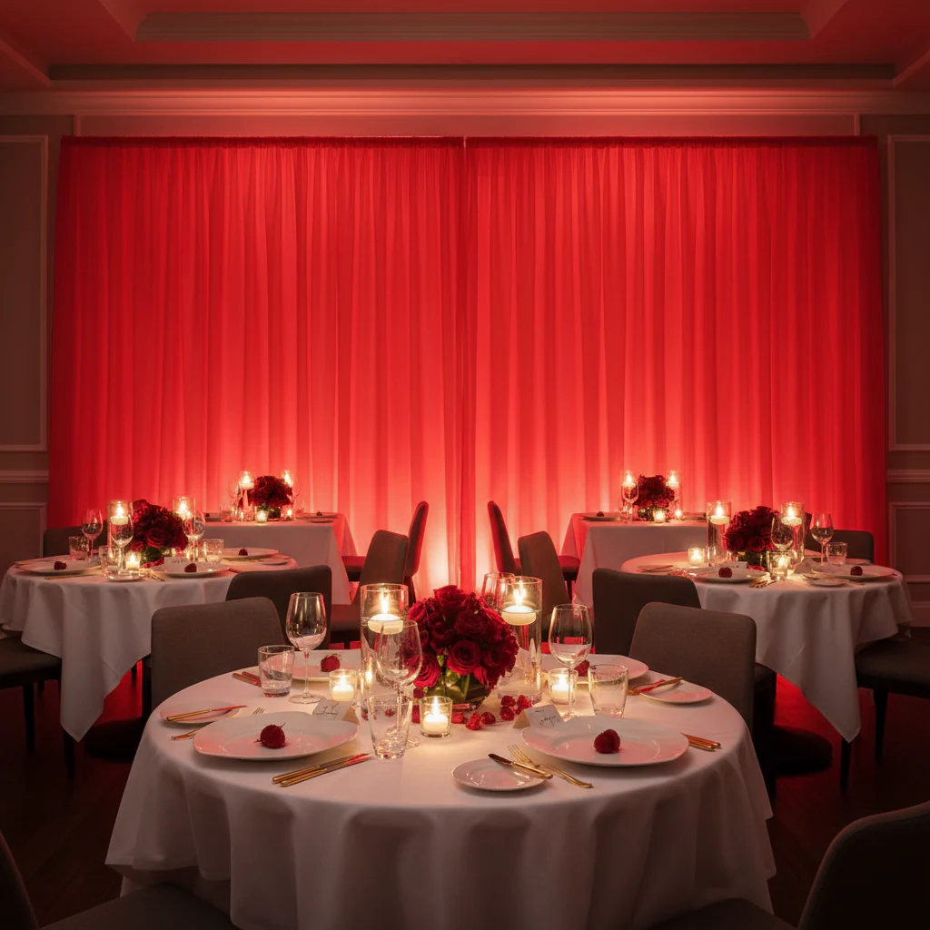 Sheer Voile Flame Retardant (FR) 14ft H x 118" W Drape/Backdrop Curtain Panel - Red - Image 3