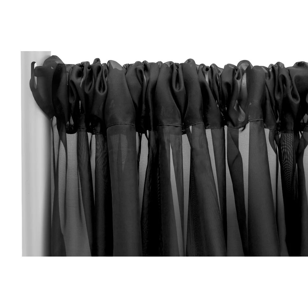 Sheer Voile Flame Retardant (FR) 8ft H x 118" W Drape/Backdrop Curtain Panel - Black