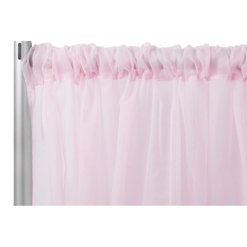 Sheer Voile Flame Retardant (FR) 8ft H x 118" W Drape/Backdrop Curtain Panel - Pink