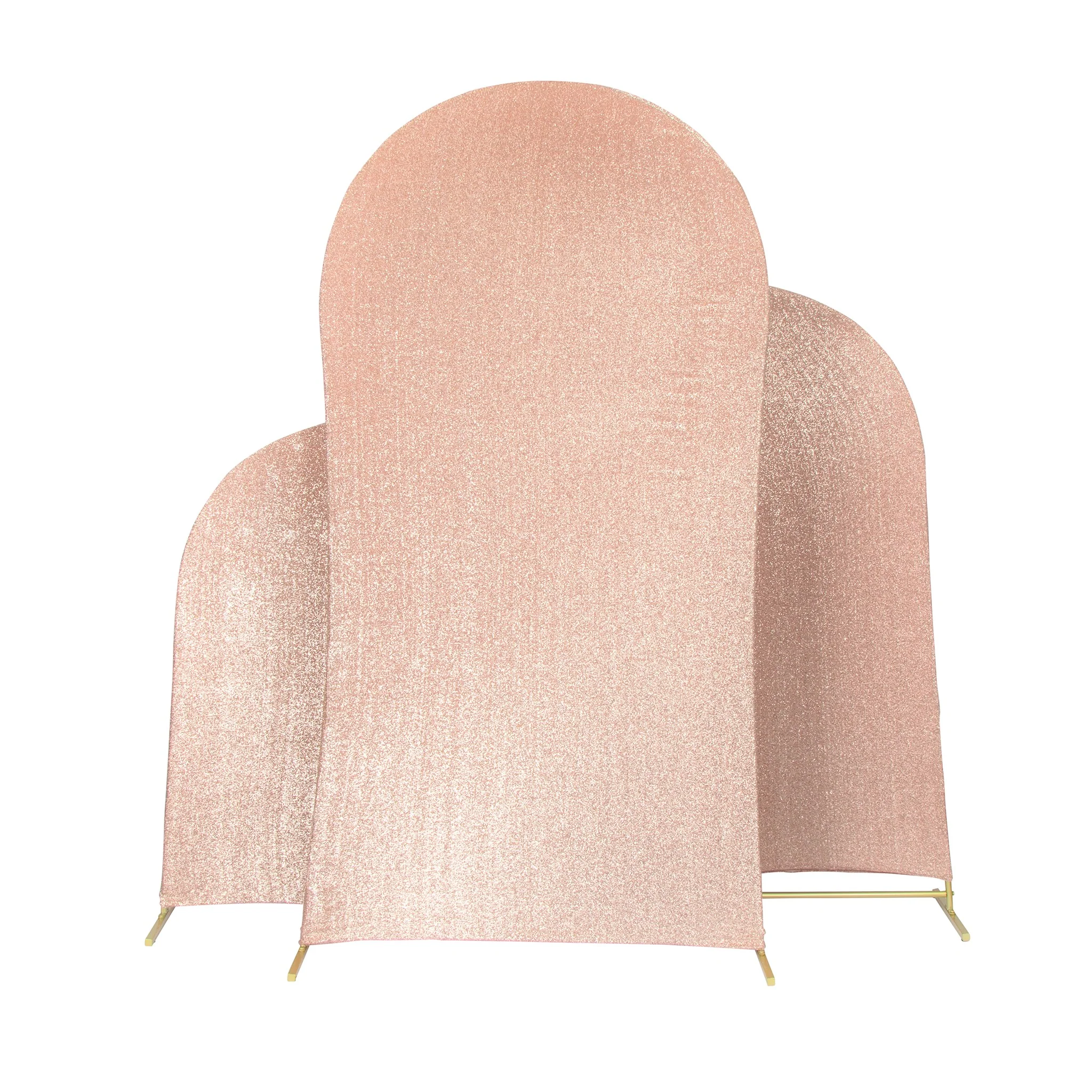 Shimmer Spandex Arch Covers for Chiara Frame Backdrop 3pc/set - Blush/Rose Gold - Image 2
