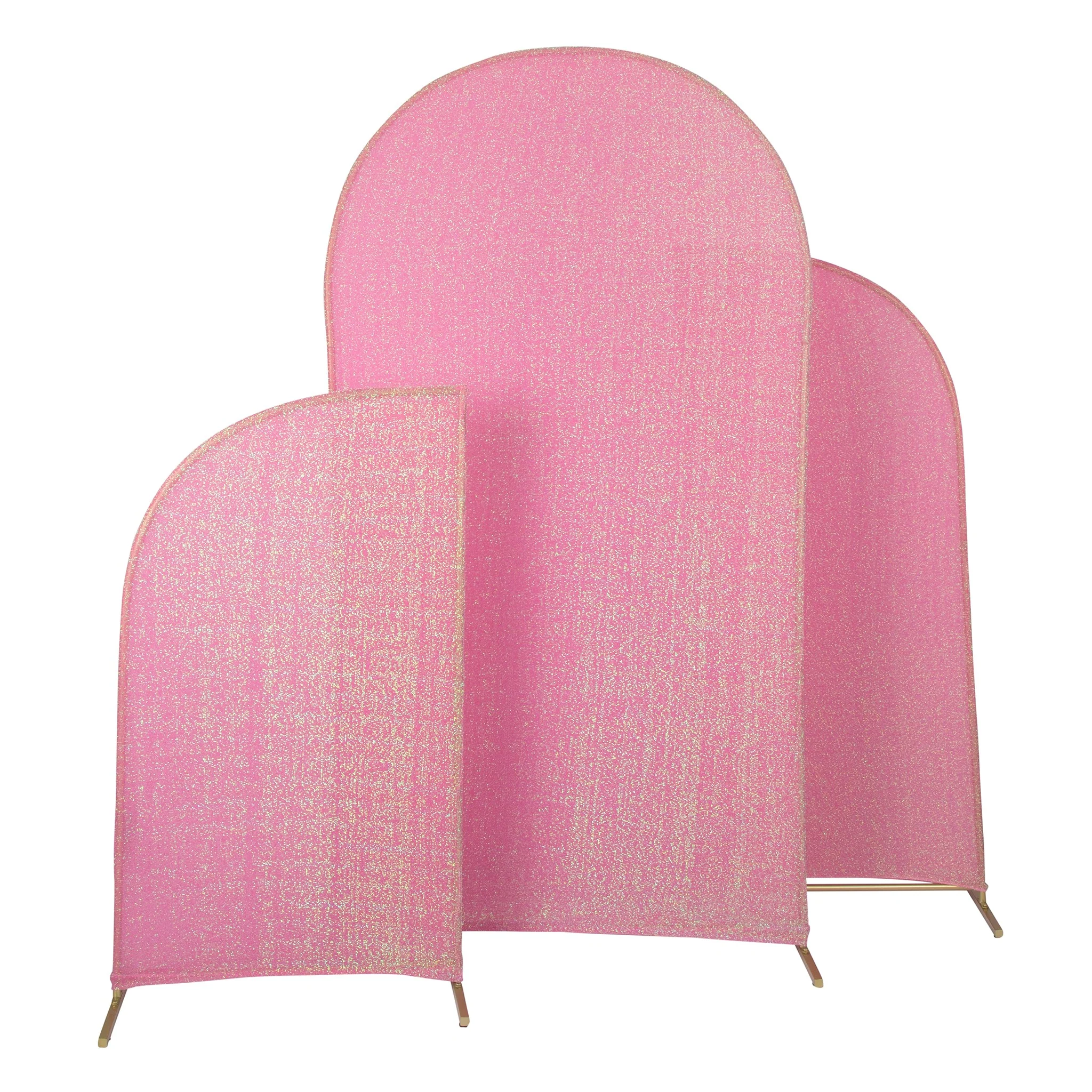Shimmer Spandex Arch Covers for Chiara Frame Backdrop 3pc/set - Iridescent Pink - Image 2