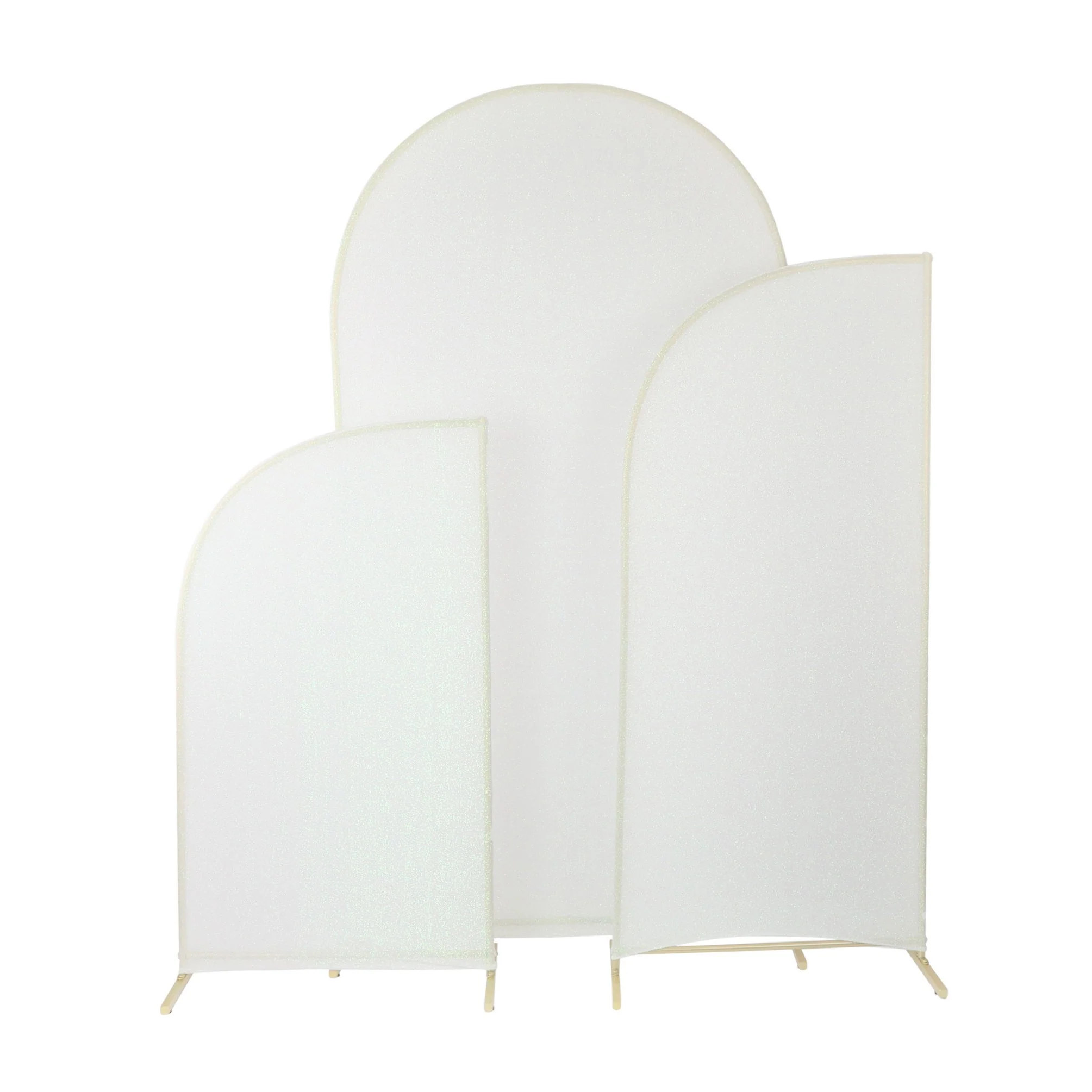 Shimmer Spandex Arch Covers for Chiara Frame Backdrop 3pc/set - Iridescent White - Image 2